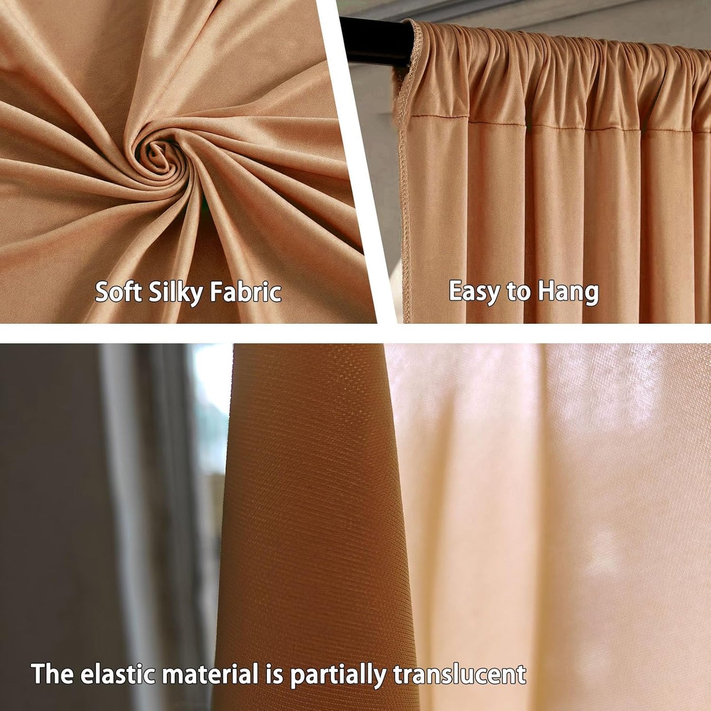 10 x 7 Feet Khaki Backdrop Curtain for Partie, Background Curtains for Photoshoot, Birthday, Wedding, Halloween, Thanksgiving, Christmas Day, New Year Party Decorations 5Ft x 7Ft, 2 Panels
