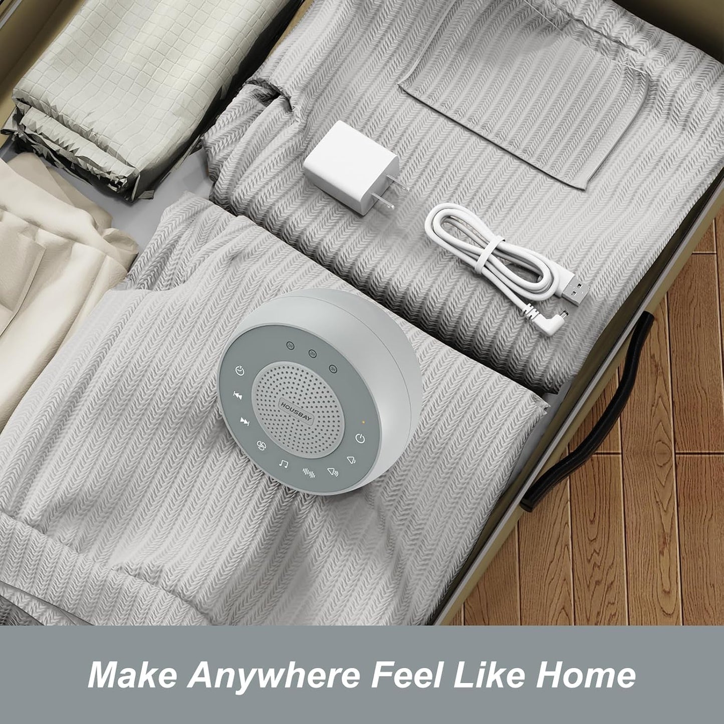 Housbay Glows White Noise Sound Machine, 31 Soothing Sounds, 5W Loud Stereo Sound, Sleep Timer, Small Travel Sleep Machine & Noise Canceling for Sleeping, Relaxation-Gray