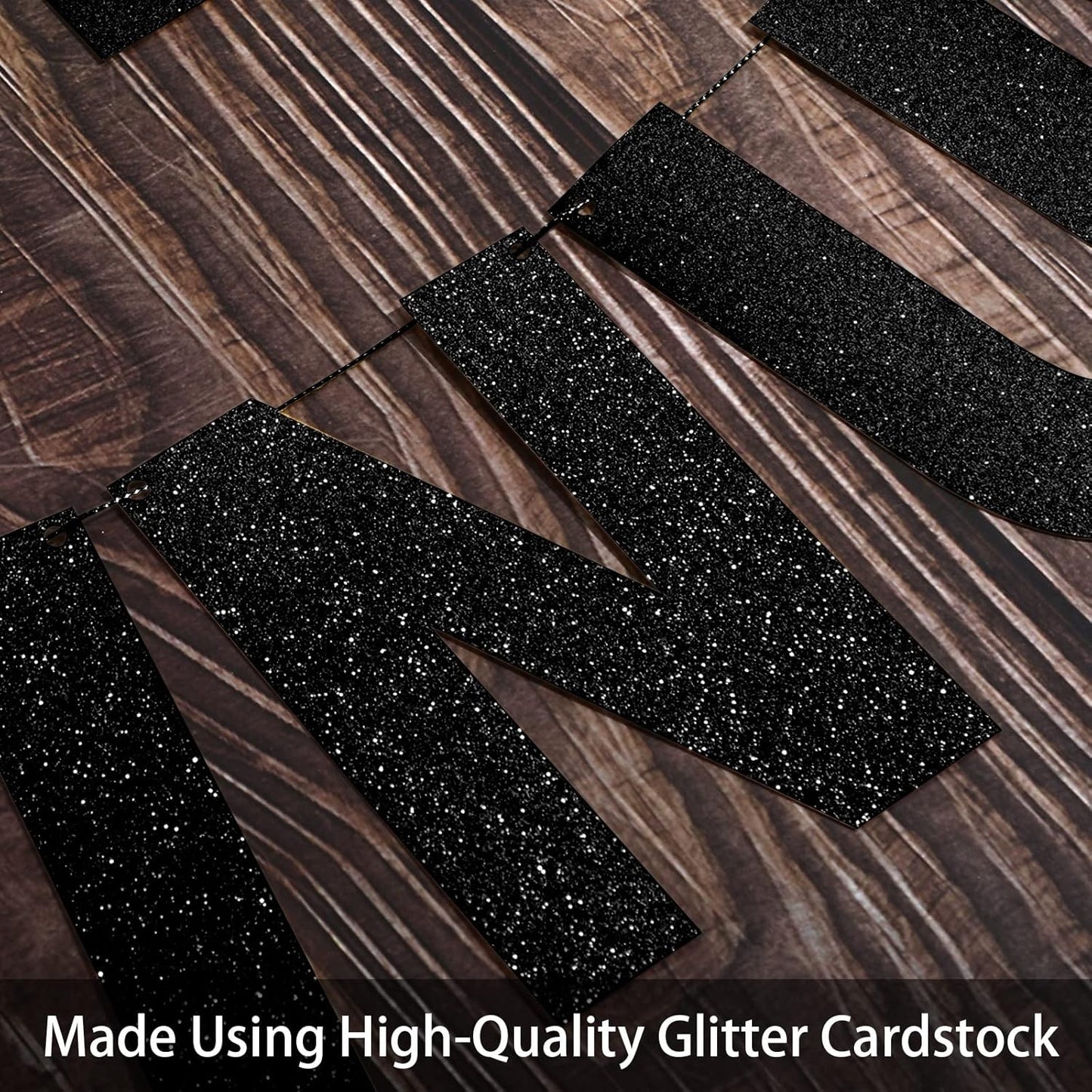 TaoBary 112 Pcs DIY Letter Kit Glitter Customizable Banner Letters Include 107 Letters and Numbers 3 Rope and 2 Needles for Birthday Halloween Christmas Wedding Valentine Party Decor(Black)