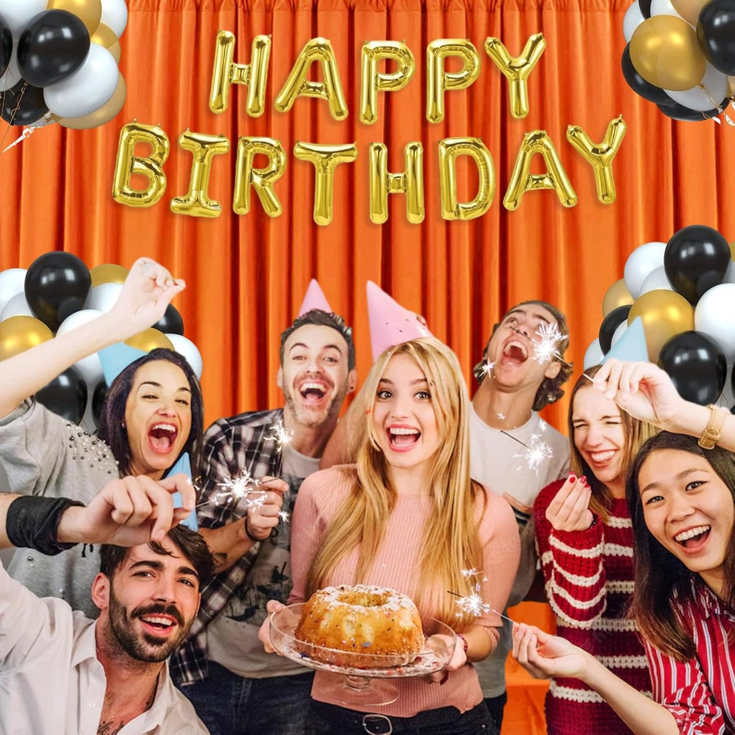 10 x 7 Feet Orange Backdrop Curtain for Partie, Background Curtains for Photoshoot, Birthday, Wedding, Halloween, Thanksgiving, Christmas, New Year Party Decorations 5Ft x 7Ft, 2 Panels