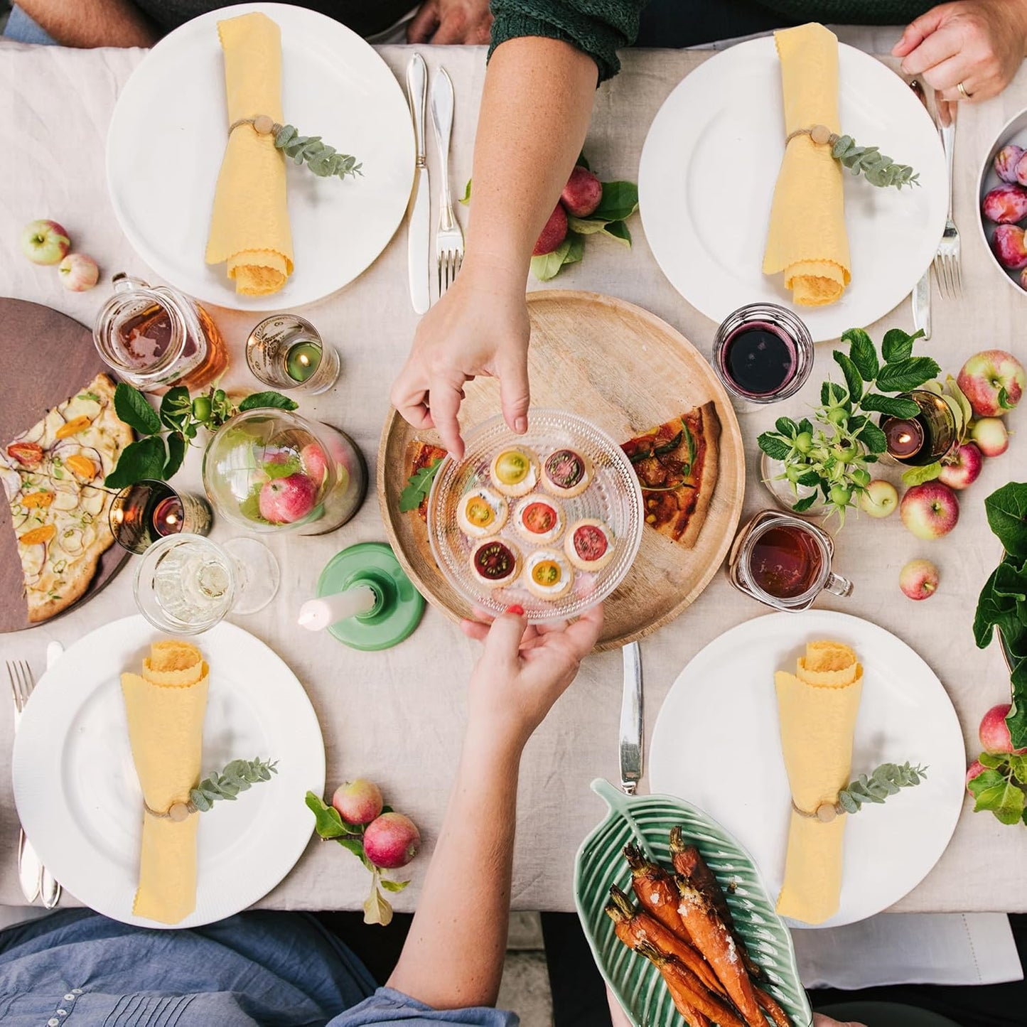Defined Deco Napkin Rings Set of 12, Rustic Farmhouse, Boho Green Leaf Napkin Rings for Spring Summer, Thanksgiving Christmas,