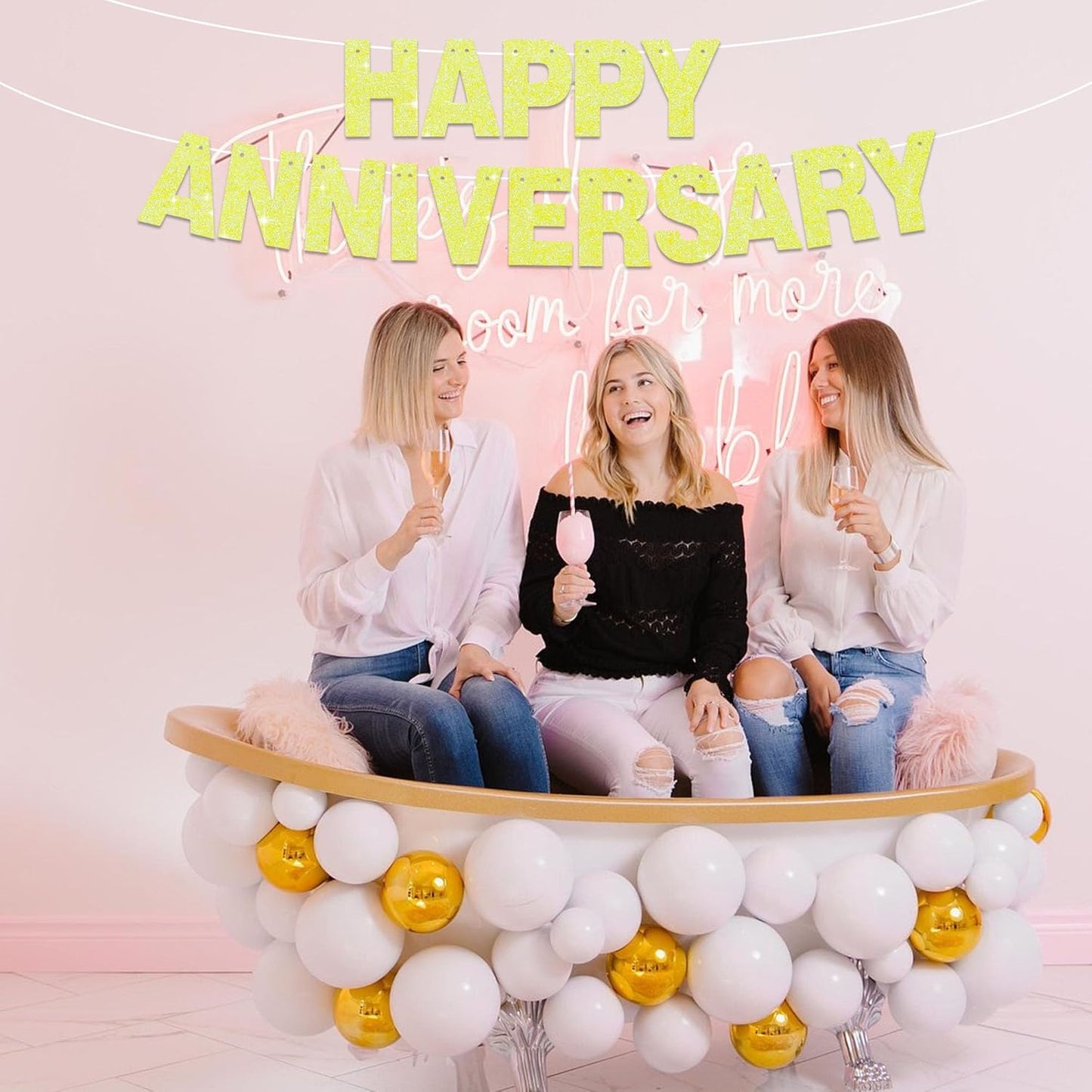 BEISHIDA 116 PCS Glitter Color Yellow DIY Letter Banner Kit Make Your Own Banner，Including 111 Letters and Numbers 3 Rope and 8 Threading Device,Customized for Birthday Graduation Wedding Party Decor