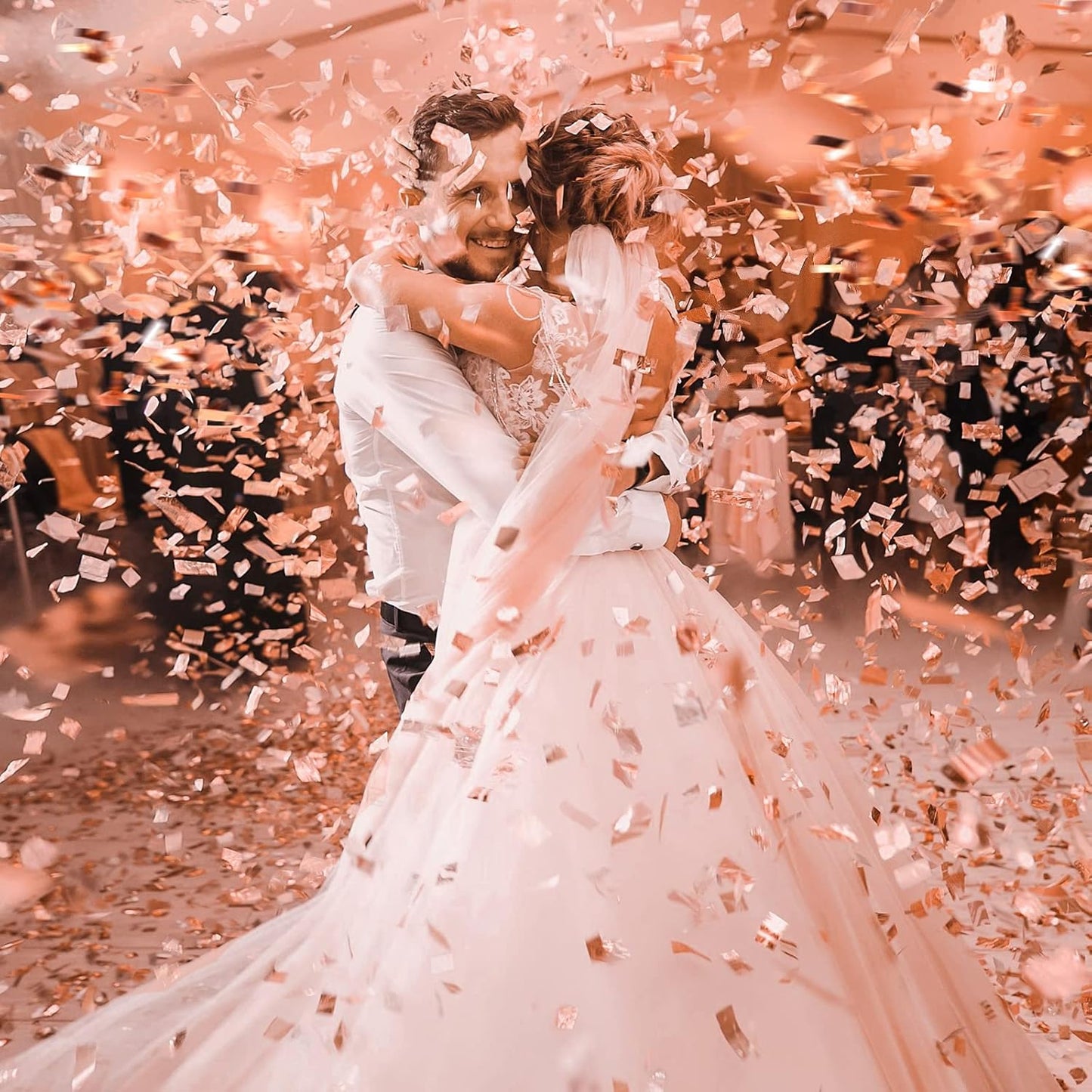 Sumind 200 Grams Gold Silver Large Metallic Confetti Rose Glitter Throwable Table Scatter Foil Confetti for Christmas Birthday Party Baby Shower Graduation Wedding Celebrations(Rose Gold)