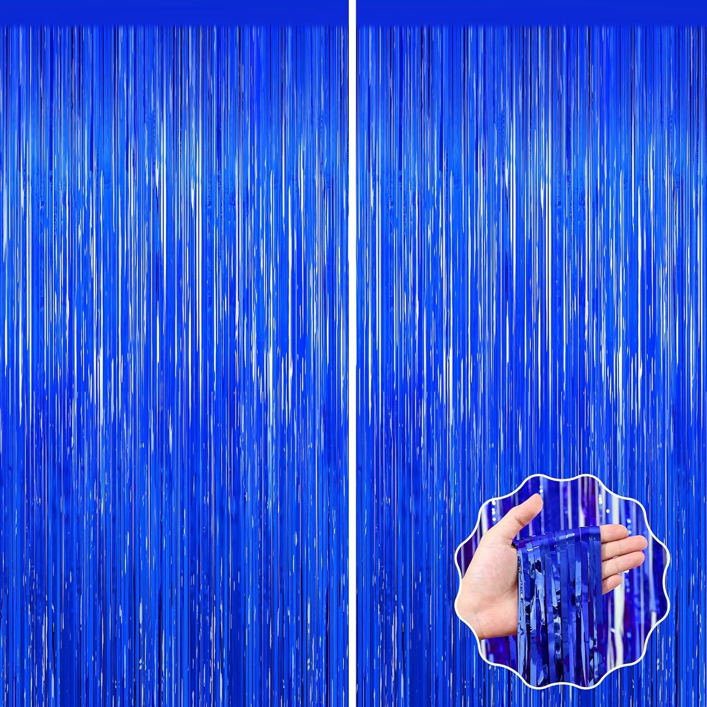 Blue Party Decorations, 2Pack Ocean Party Decor Supplies Blue Party Streamers Birthday Wedding Decorations Tinsel Foil Fringe Curtains Photo Booth Props Celebration Christmas New Year Decorations