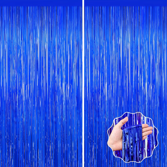 Blue Party Decorations, 2Pack Ocean Party Decor Supplies Blue Party Streamers Birthday Wedding Decorations Tinsel Foil Fringe Curtains Photo Booth Props Celebration Christmas New Year Decorations