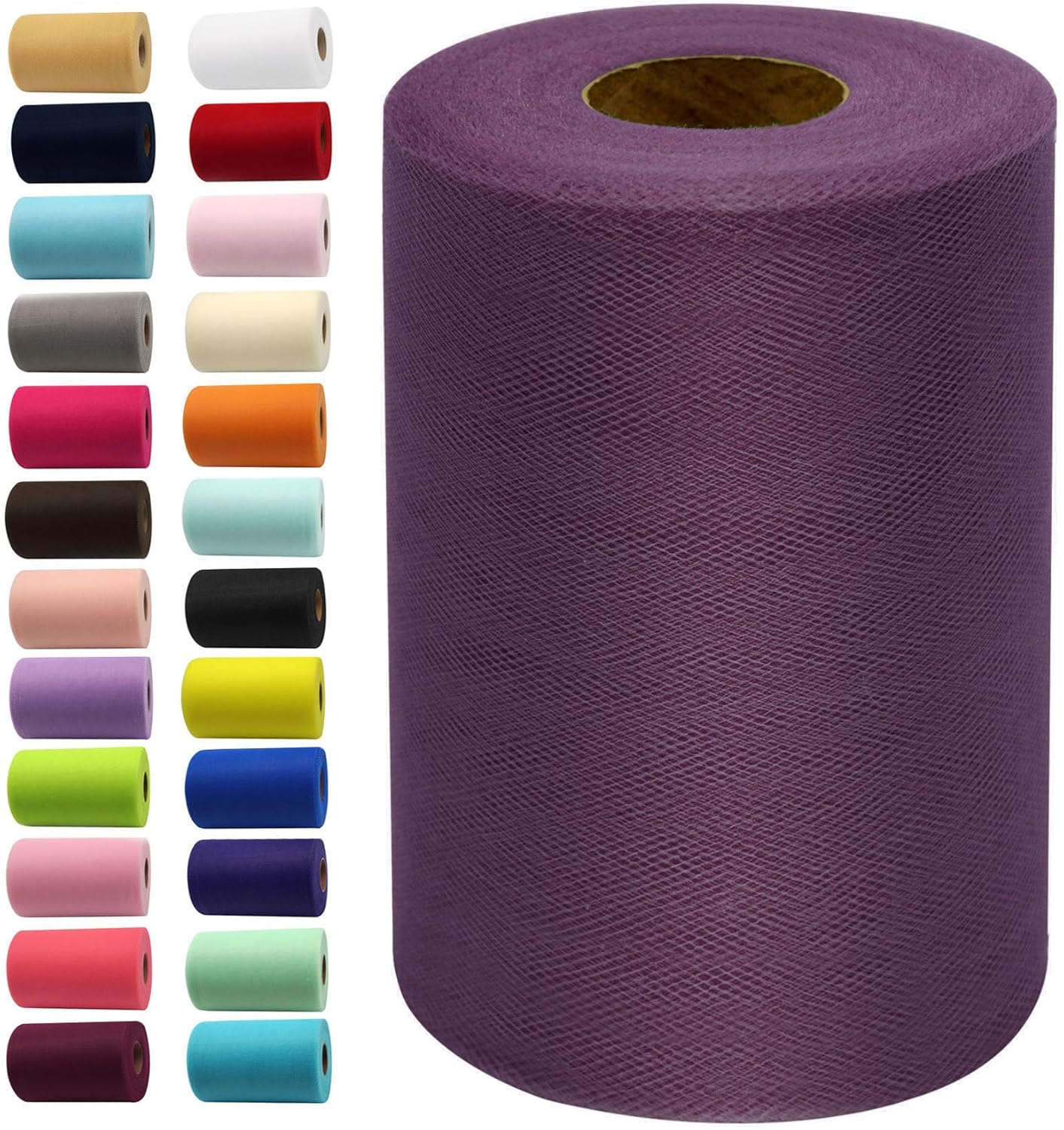 Tulle Fabric Rolls 6 Inch by 100 Yards (300 feet) Fabric Spool Tulle Ribbon for DIY Tutu Bow Halloween Baby Shower Birthday Party Wedding Decorations Christmas Craft Supplies (Amethyst)