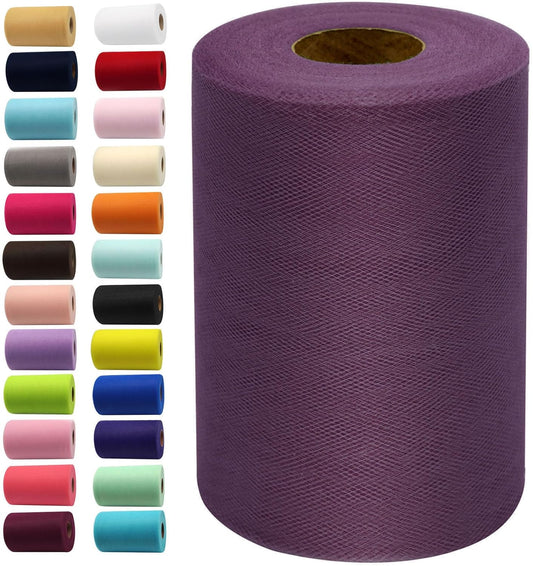 Tulle Fabric Rolls 6 Inch by 100 Yards (300 feet) Fabric Spool Tulle Ribbon for DIY Tutu Bow Halloween Baby Shower Birthday Party Wedding Decorations Christmas Craft Supplies (Amethyst)