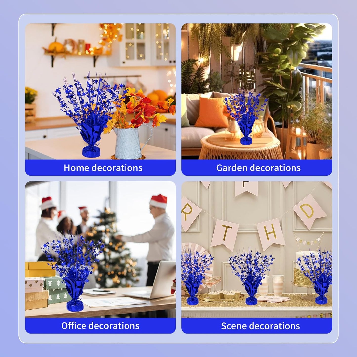 6 Pack Star Table Centerpieces for Party, Birthday Table Decorations for Kids Adults, Party Centerpieces for Tables for Wedding Baby Shower Graduation Holiday Event (Blue)