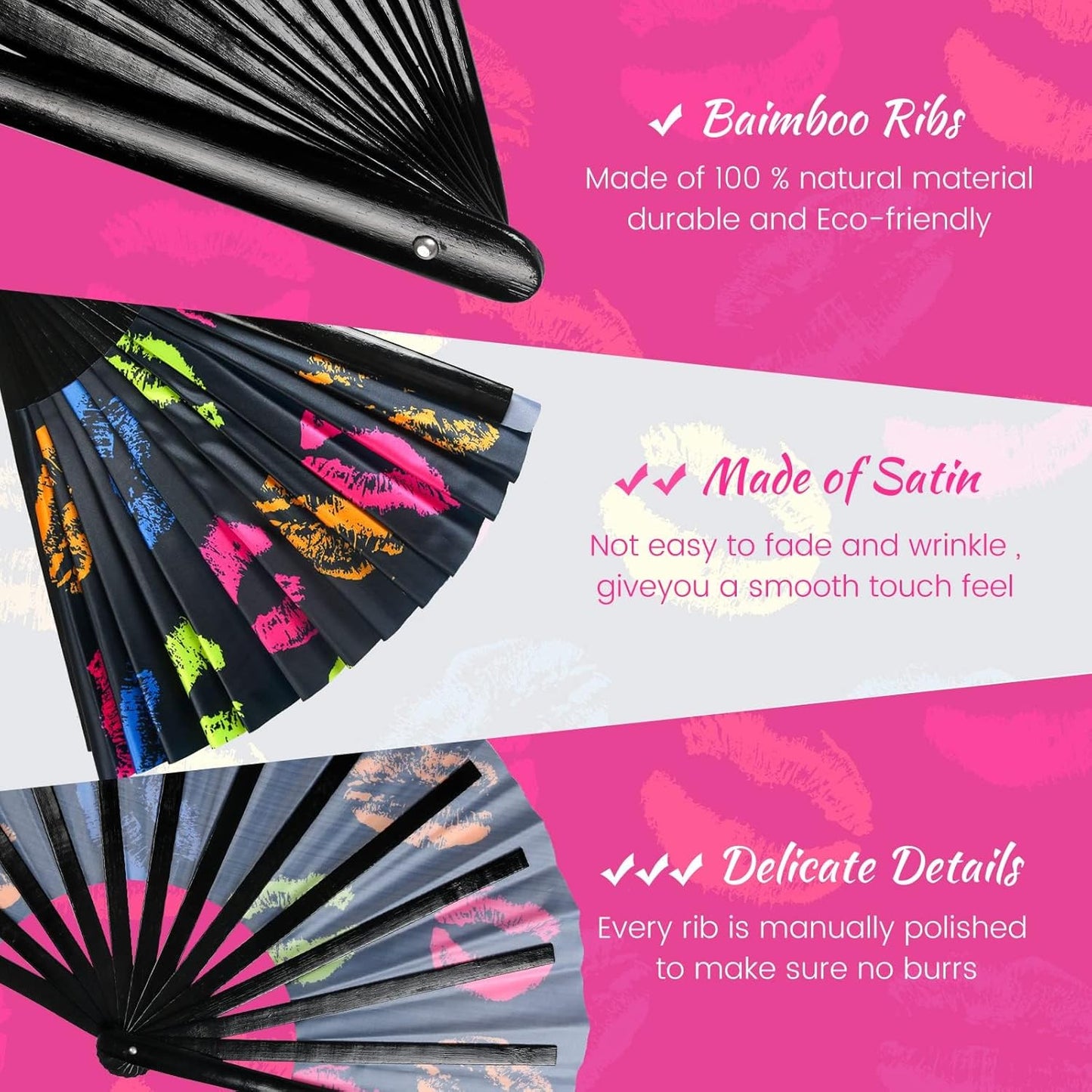 SYNTECSO Hand Fans for Women Foldable, Boots on The Ground Fan, Rave Fan for Drag Queen, Women and Men，Fans for Line Dancing, Parties, Music Festivals, EDM and Decoration