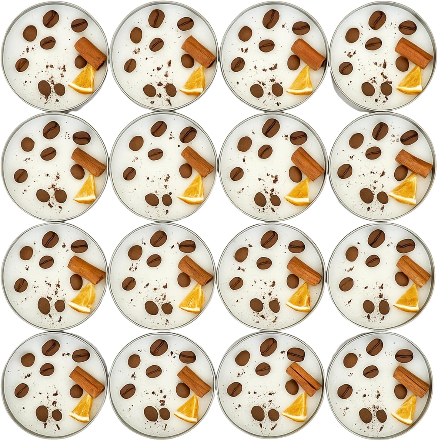 Coffee Scented Soy Wax Candle Favors with Hand-Placed Orange and Cinnamon Stick - Handmade Gift Set for Wedding Guest - Bridal Shower Baby Shower Birthday (50 Pieces)