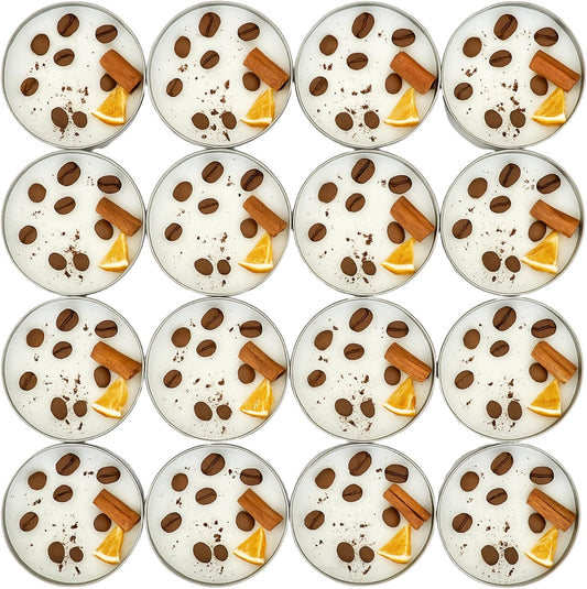 Coffee Scented Soy Wax Candle Favors with Hand-Placed Orange and Cinnamon Stick - Handmade Gift Set for Wedding Guest - Bridal Shower Baby Shower Birthday (30 Pieces)