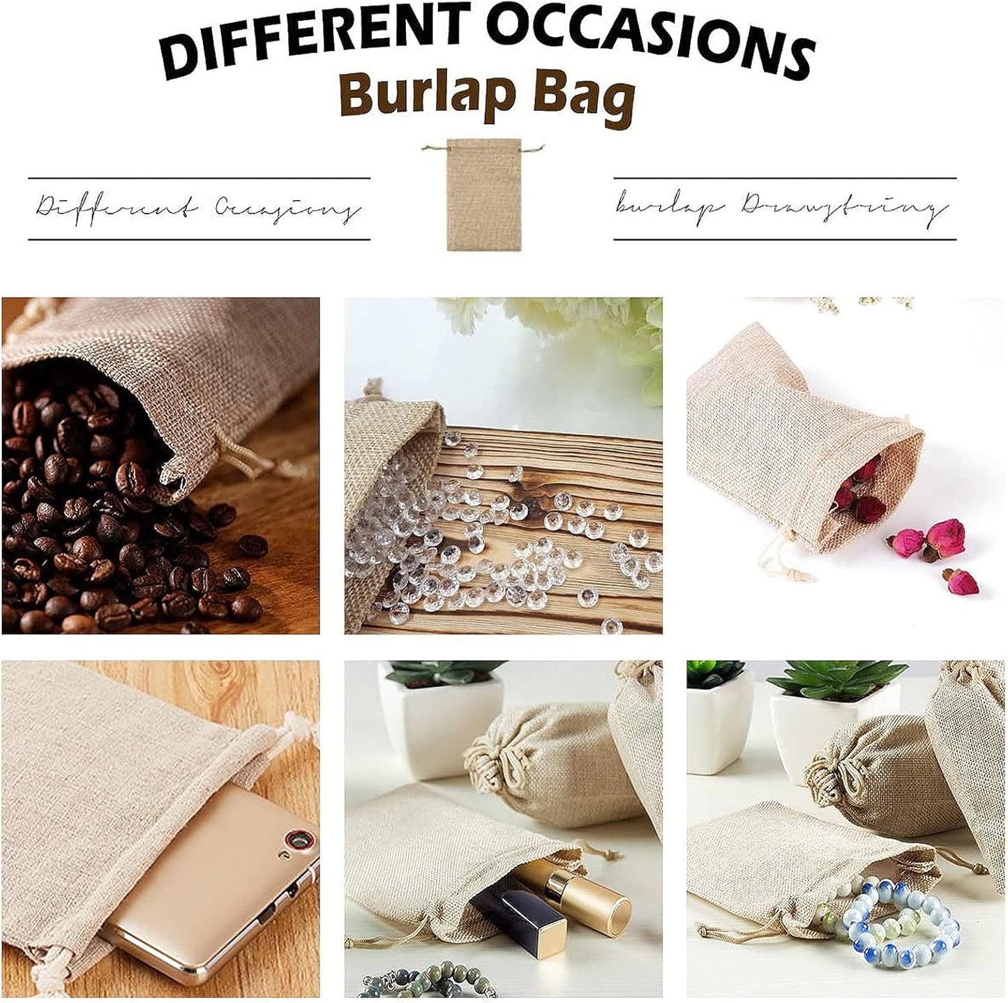 ANPHSIN 75 Pcs Small Burlap Gift Bags with Drawstring - 5.4" x 3.7" Burlap Favor Sacks, Mini Gift Wrapping Bags for Wedding Baby Shower Classmates Festival Party Favors, DIY Craft