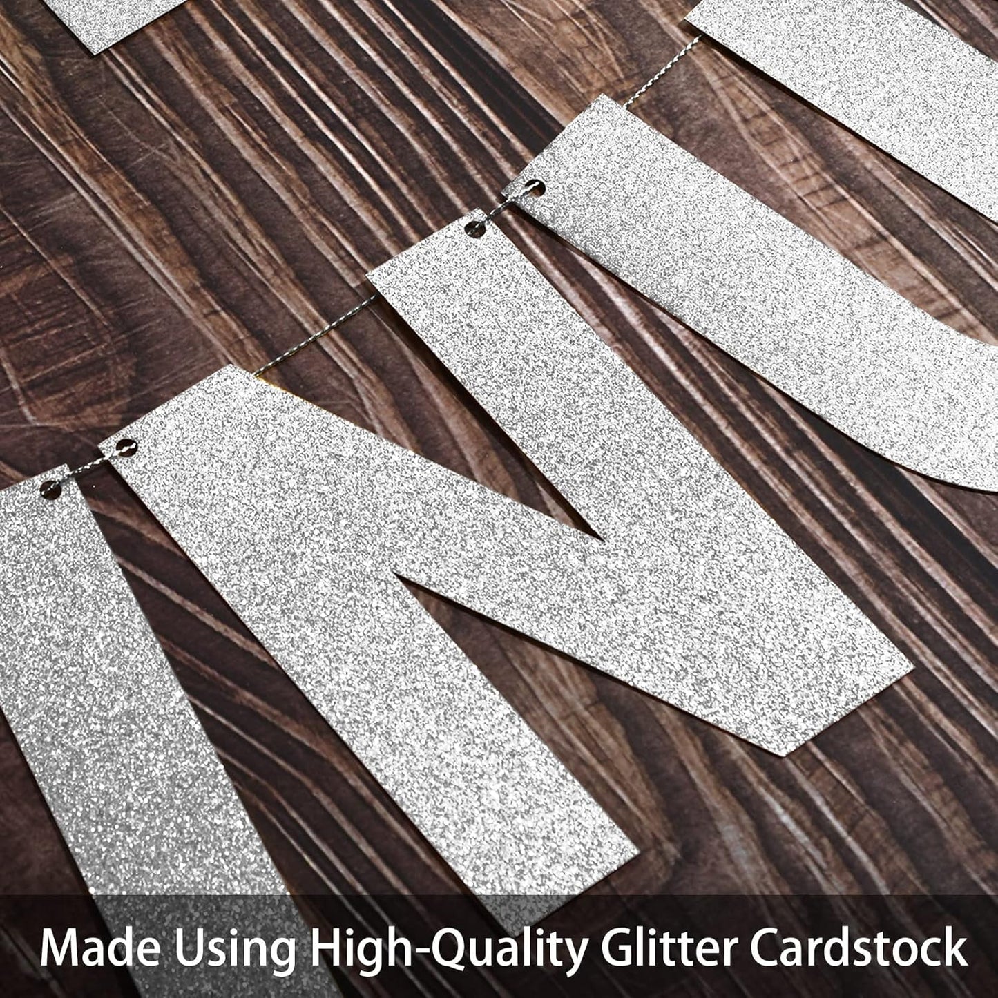 TaoBary 112 Pcs DIY Letter Kit Glitter Customizable Banner Letters Include 107 Letters and Numbers 3 Rope and 2 Needles for Birthday Halloween Christmas Wedding Valentine Party Decor(Silver)