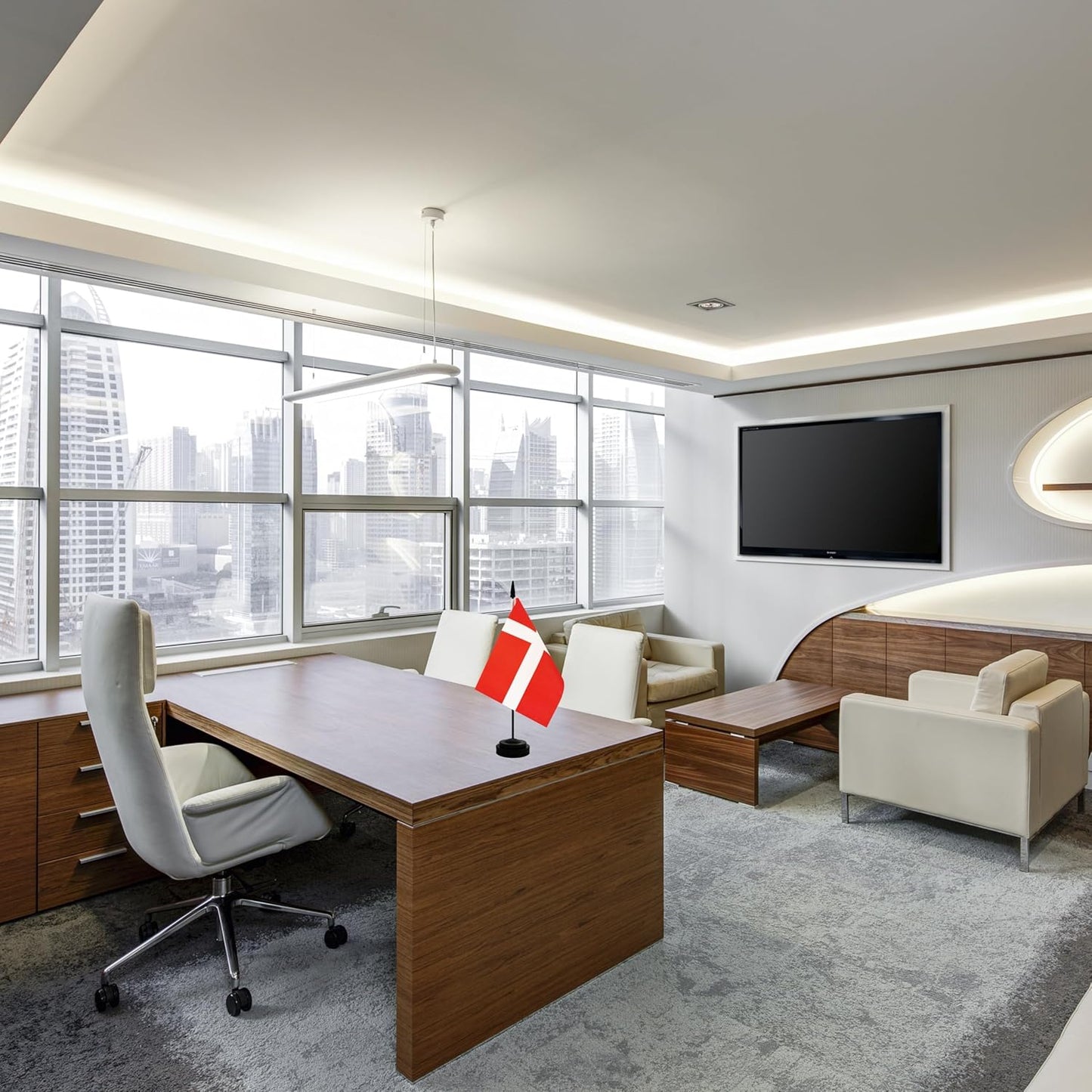 2 Pack Denmark Desk Flag, Danish Table Office Flag with Solid Pole and Stand Base, International Country Flag, Festival Celebration, Classroom Meeting Desktop Decoration (Denmark)