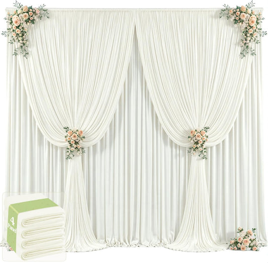 20ft x 12ft Ivory Backdrop Curtains Wrinkle Free Backdrop Curtain for Wedding Parties Ivory Fabric Backdrops Drapes Back Drop Cloth Bridal Shower Stage Curtains Wedding Decorations for Reception