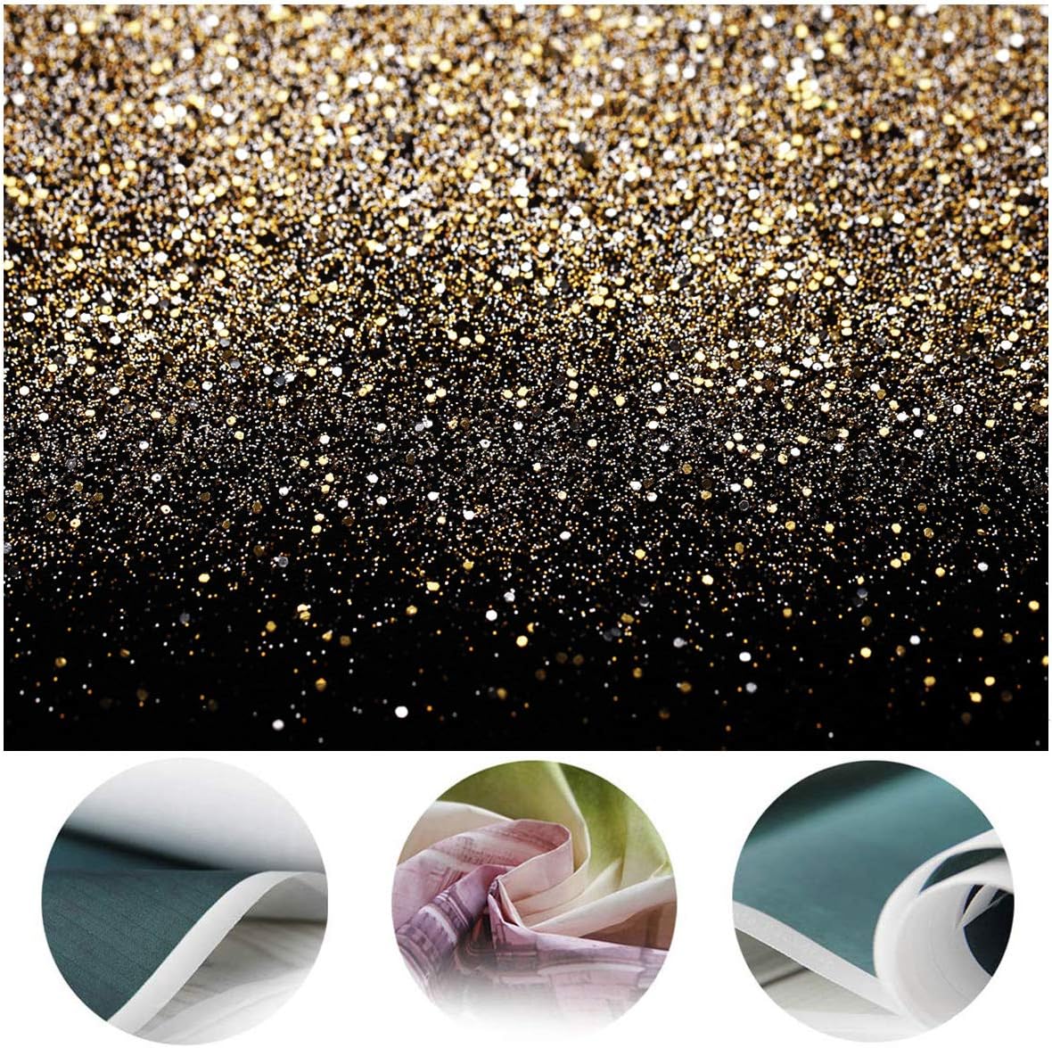 SJOLOON Black and Gold Backdrop Gold Spots Backdrop Vinyl Photography Backdrop Vintage Background for Family Birthday Party Newborn Studio Props 11547(7x5FT)