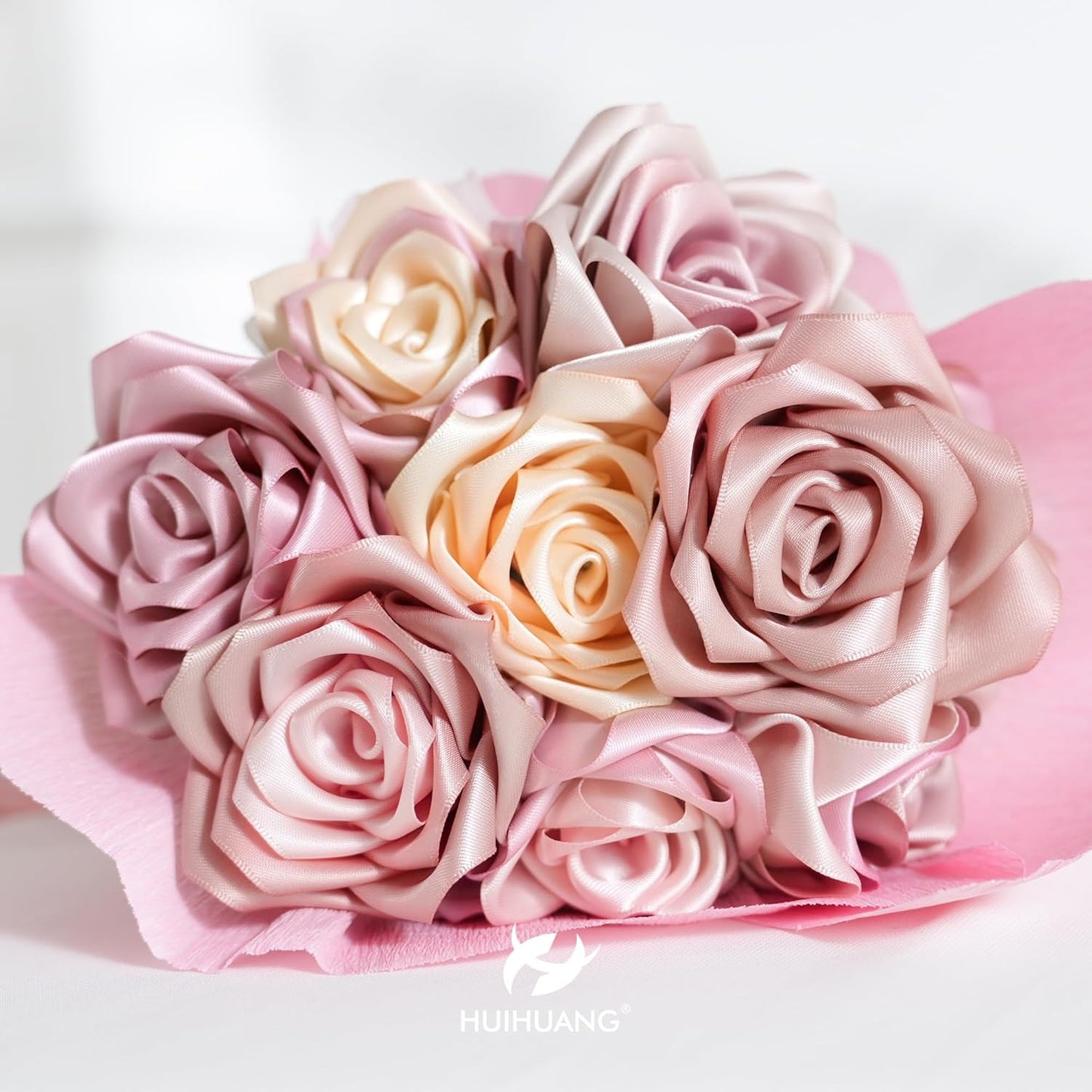 HUIHUANG Dusty Rose Ribbon 1.5 inch Double Face Satin Ribbon Silk Like Ribbons 50 Yards Roll for Gift Wrapping Bows Making Floral Bouquet Wedding Invitations Decor Party Favor Craft Supplies