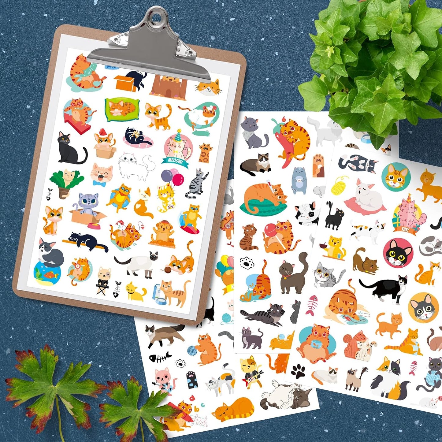 Cute Cat Stickers Kitty Decal Sticker 685 Counts Party Gifts Goodie Bags Decor Reward Animal Birthday Party Favors Vinyl Waterproof Cat Water Bottle Laptop Stickers Invitation Decor