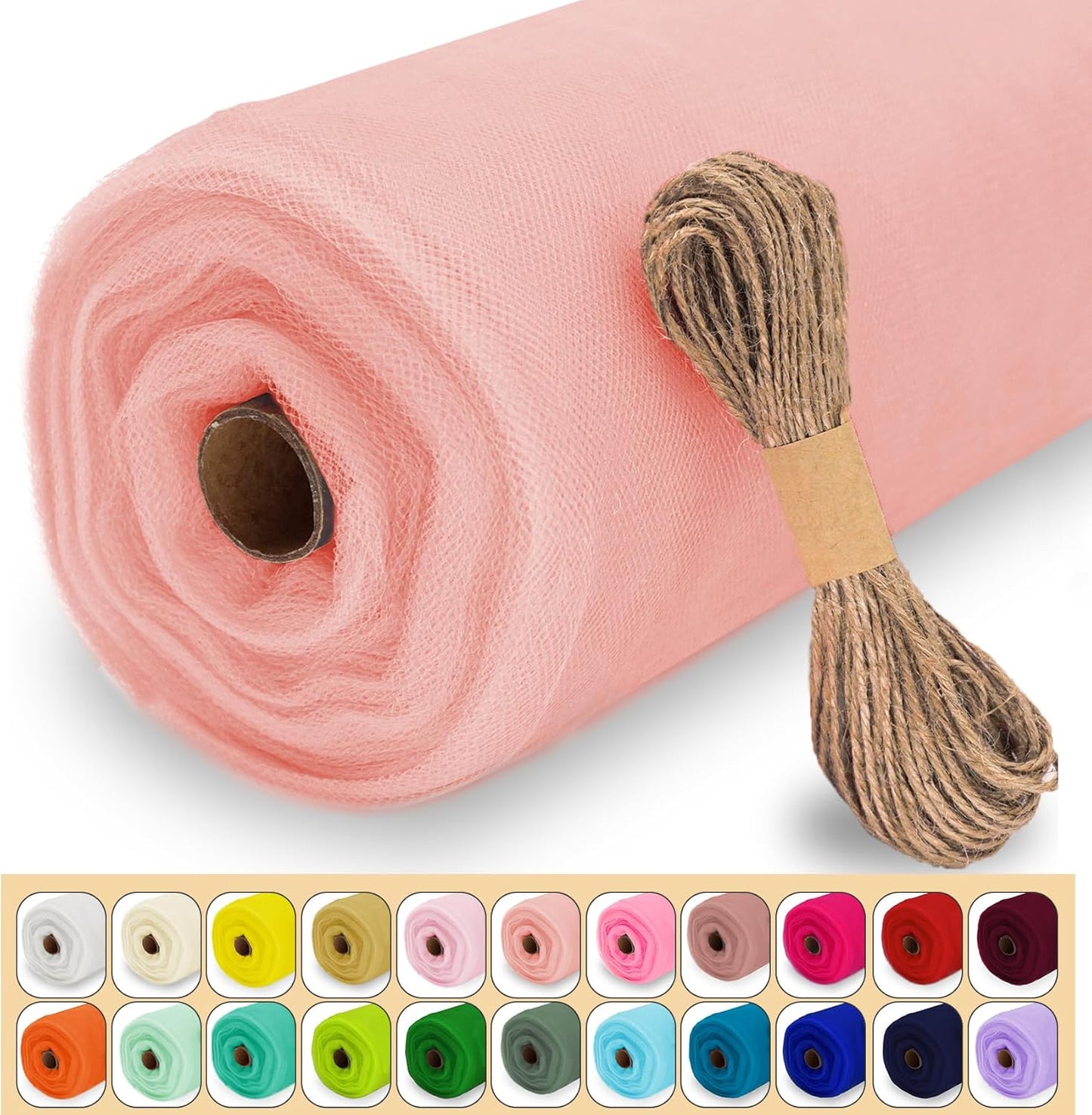 Blush Tulle Fabric Roll, 54" x 40 Yards (120FT) Tulle for Wedding Decoration DIY Tutu Party Backdrop Baby Shower Valentine's Day Table Skirts Gift Wrapping