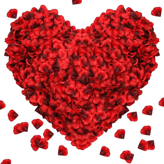1000Pieces Rose Petals, Artificial Flower Petals Fake Rose Petals for Romantic Night,Wedding,Proposal Anniversary Flower Decorations (Big Red Dot Black)