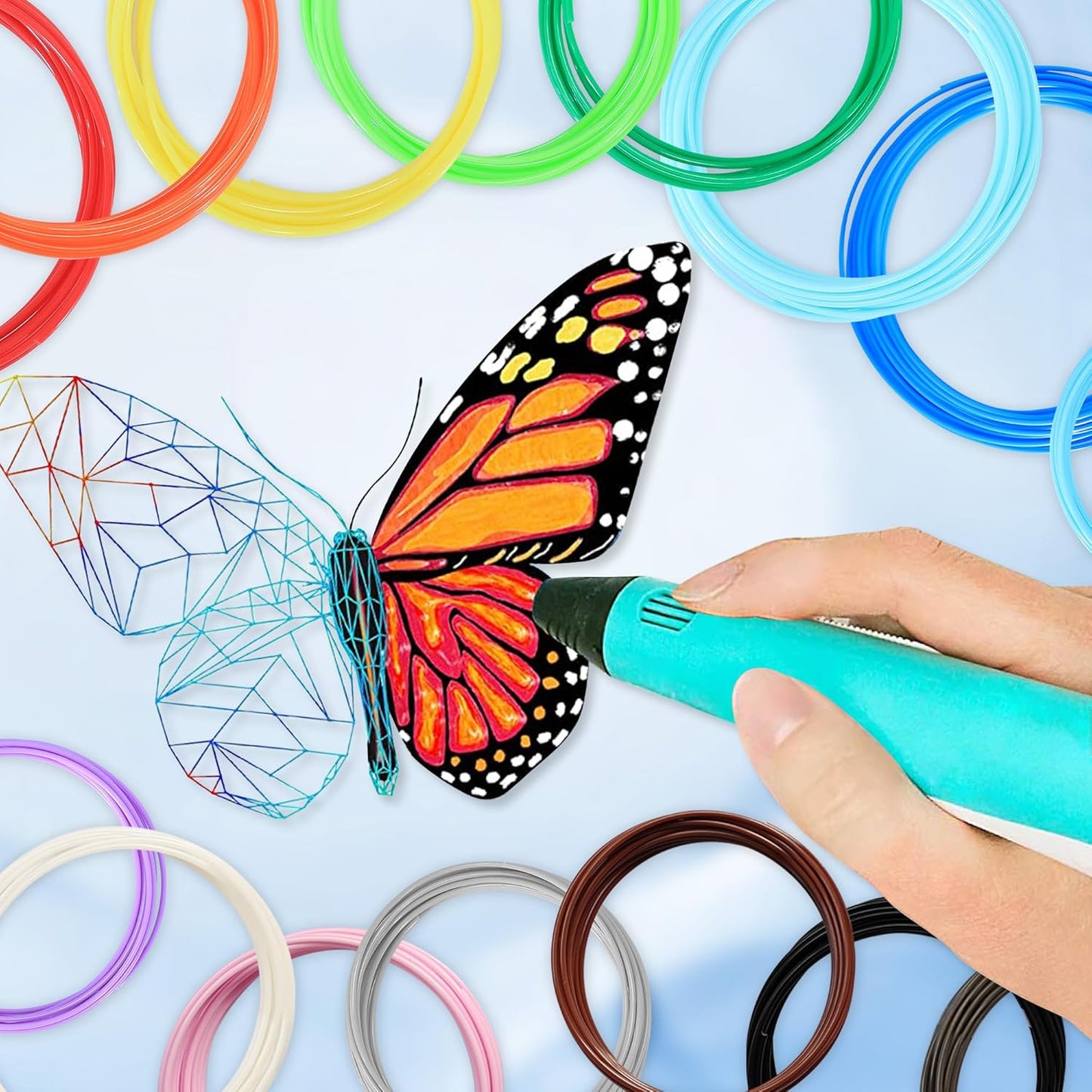 MIKA3D 3D Pen 3D Printer PLA Filament Refill, 16 Colors 1.75mm PLA Filament Pack, High-Precision Diameter Filament, Each Color 10 Feet, Total 160 Feet Lengths, Great PLA Printing Sample Pack