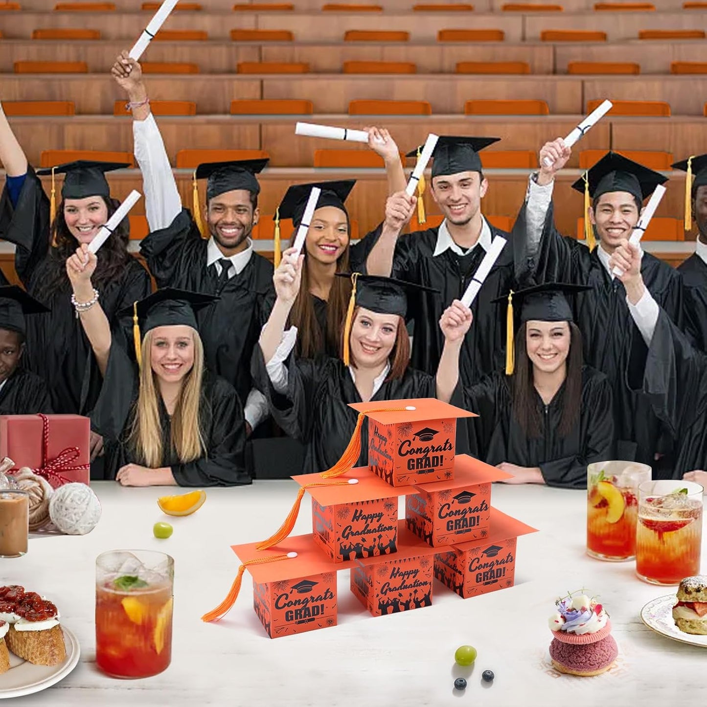 COTOPHER 36 Pack Mini Graduation Cap Gift Boxes with Tassel, Class of 2025 Graduation Candy Boxes Centerpieces for Tables Party Decorations, Small Treat Box Graduate Favors Supplies