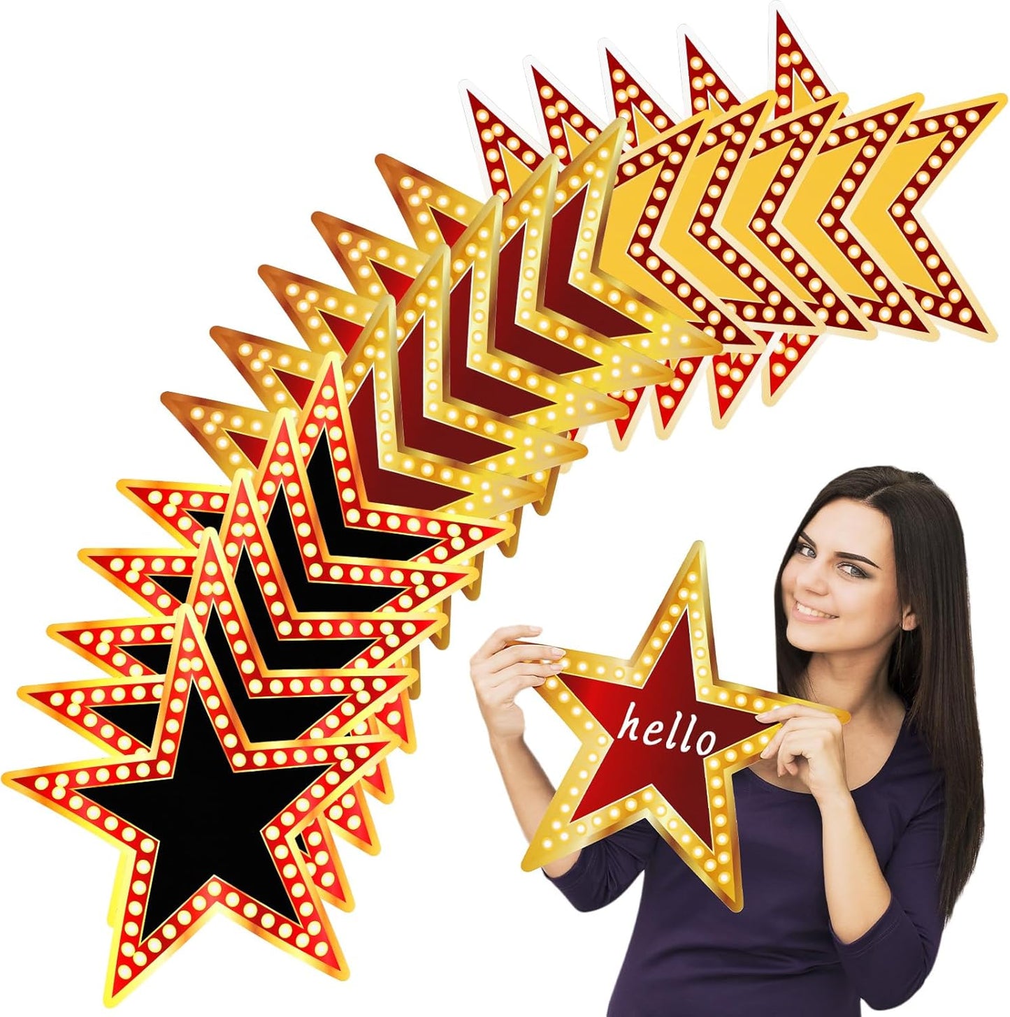 Geosar 48 Pcs Movie Star Cardboard Red Carpet Awards Night Cutouts Confetti Cutouts for Bulletin Board Movie Party Decoration Supply Wall (11 Inch)