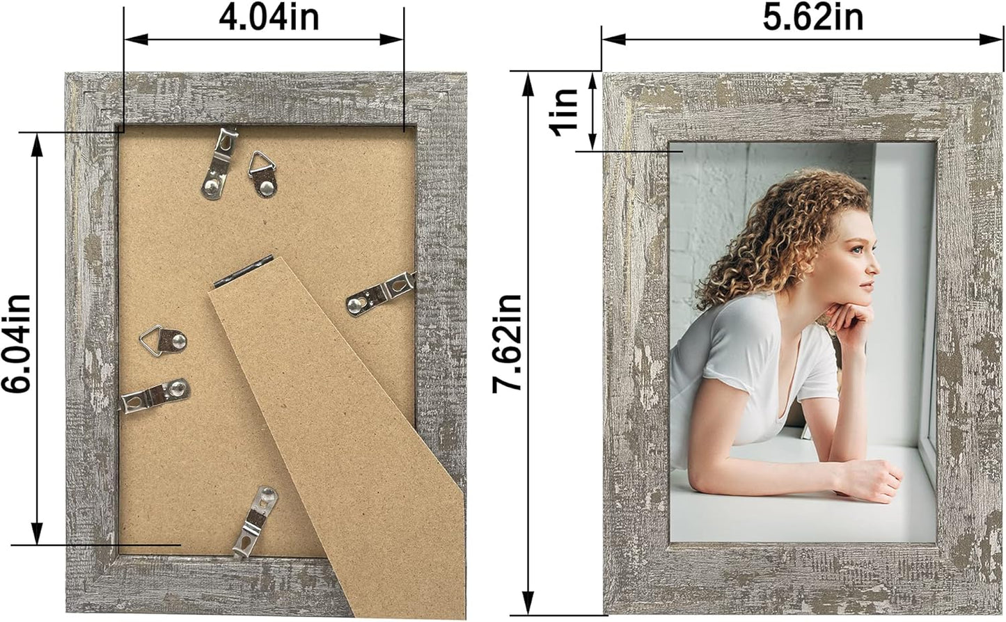 4x6 Picture Frame set of 4, High Definition Glass Distressed Moss Green Frame, 4 x 6 Wood Photo Frames for Desktop Display and Wall Mounting