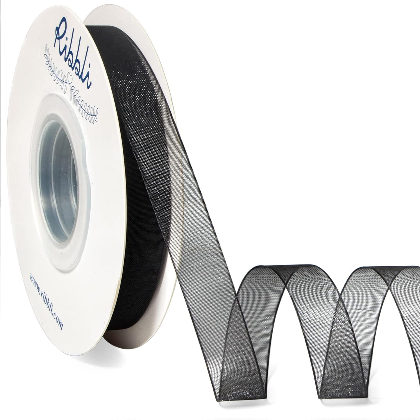 Ribbli Black Organza Ribbon,1/2 Inches x Continuous 50 Yard,Black Sheer Ribbon for Gift Wrapping,Cookie Wrapping,Wedding Decoration,All Crafting and Sewing