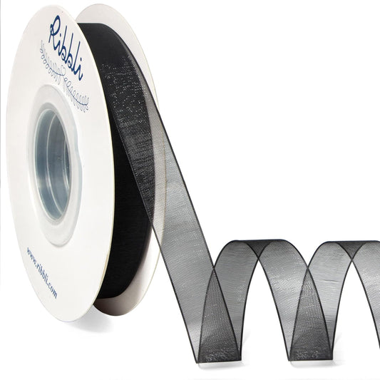 Ribbli Black Organza Ribbon,1/2 Inches x Continuous 50 Yard,Black Sheer Ribbon for Gift Wrapping,Cookie Wrapping,Wedding Decoration,All Crafting and Sewing
