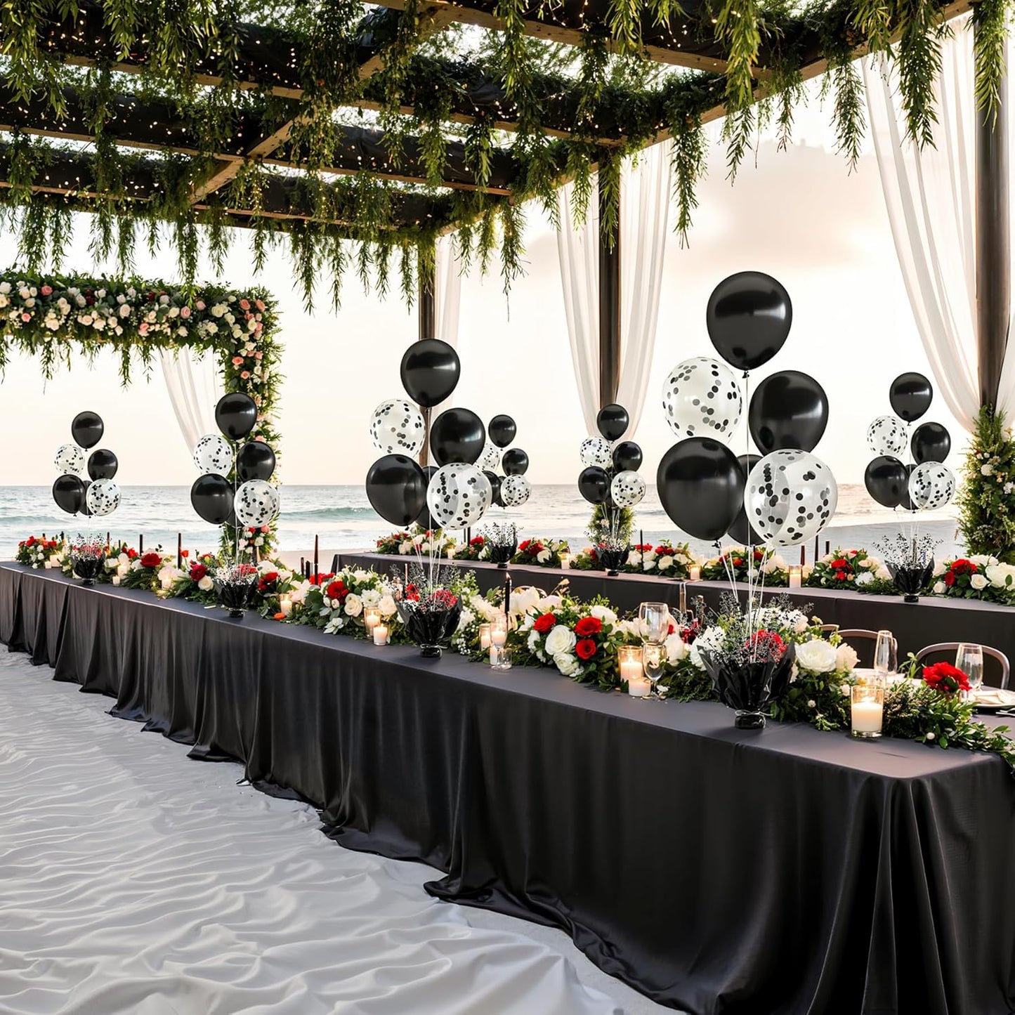 4 Set Black Balloon Table Centerpieces for Birthday Parties, Balloon Stand Kit with Black Balloons for Table Decoration