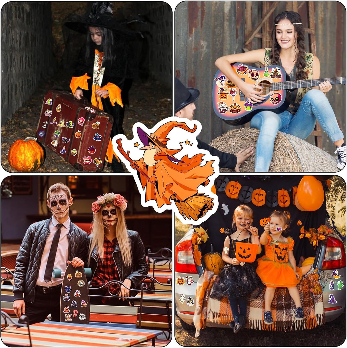 XZENTIRA, 100 PCS Halloween Stickers for Kids Teens Adults, Halloween Cartoon Pumpkin Themed Stickers, Vinyl Waterproof Holiday Party Stickers, Halloween Holiday Party Favors Gifts