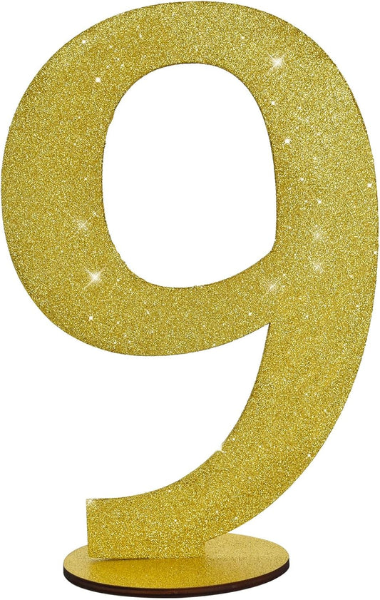 TONIFUL 11.8 Inch Gold Glitter Numbers Table Centerpieces 0-9 Birthday Party Decorations,Shining Gold Digital 9 for Birthday Party,Wedding,Bridal Shower,Engagement,Photo Shoot,Anniversary