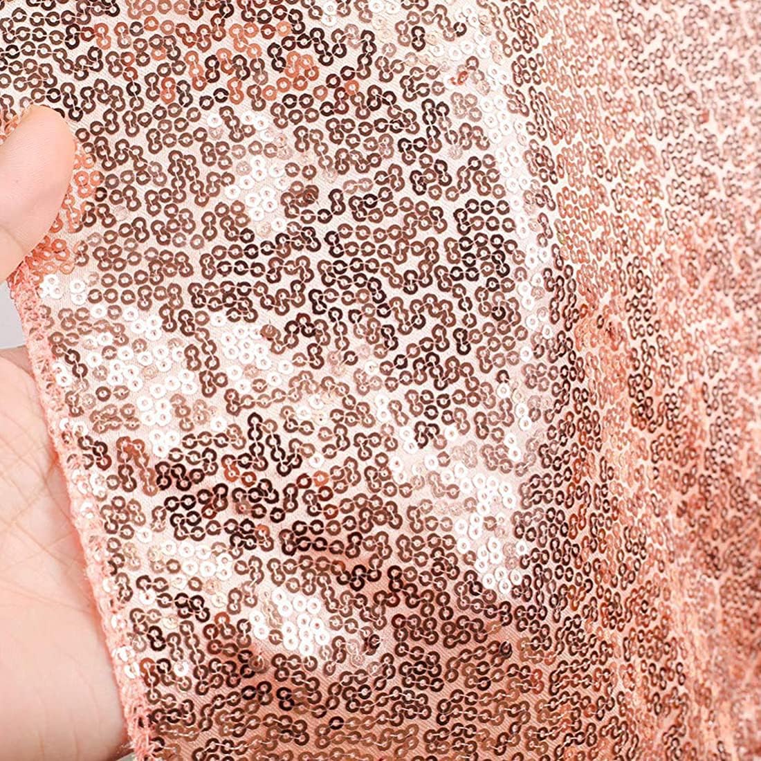 Poise3EHome 6Ft x 8Ft Rose Gold Sequin Backdrop,Glitter Thick Satin Background Drapes, Sparkly Opaque Photography Curtain Backdrop for Wedding Party Decor