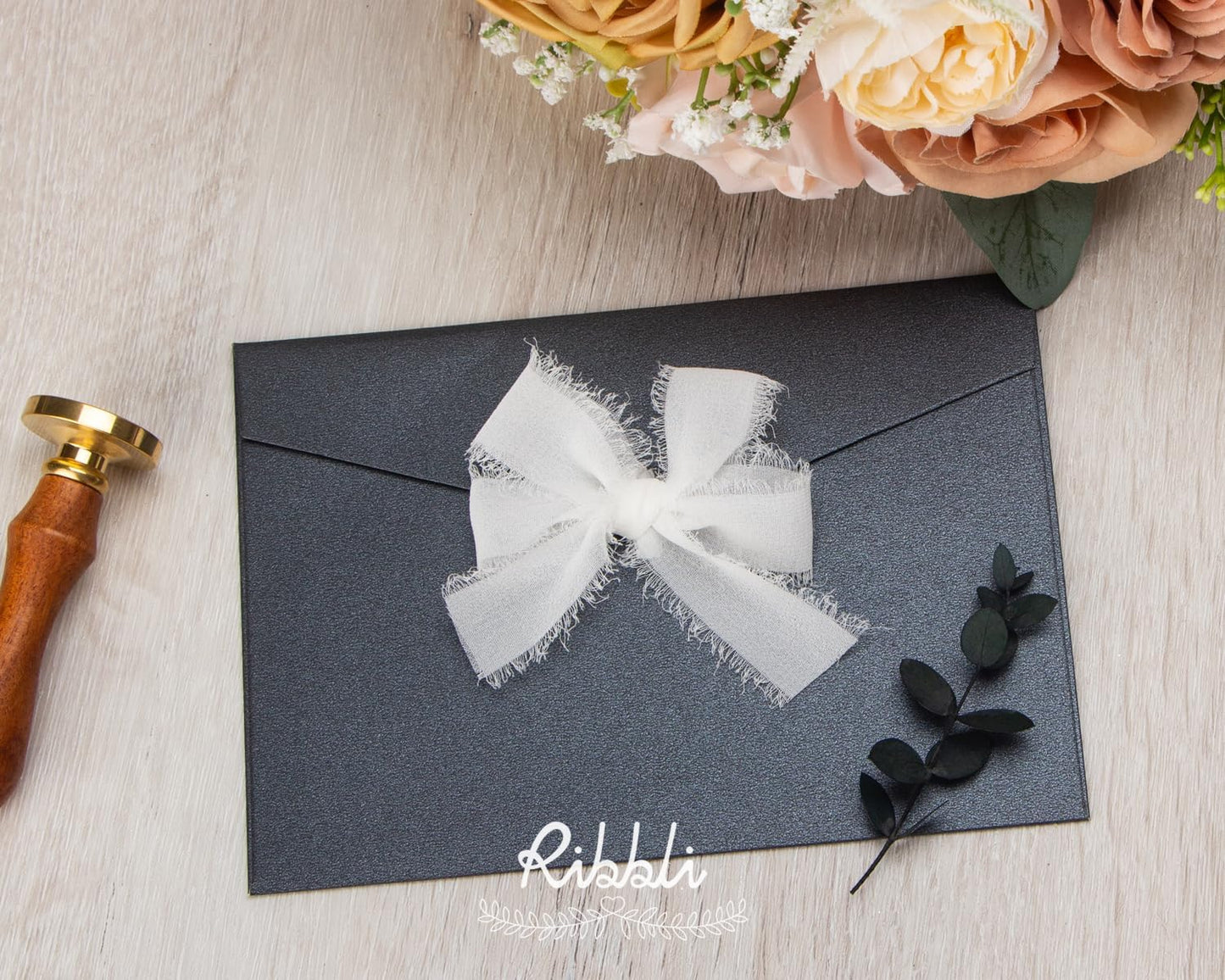 Ribbli White Ribbon 1 Inch x 3 Rolls Total 24 Yards Handmade Fringe Chiffon Silk Ribbon for Wrapping Wedding Invitations Bridal Bouquets DIY Crafts Home Decor