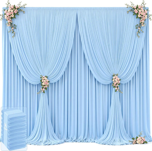 40ft x 12ft Baby Blue Backdrop Curtains Wrinkle Free Backdrop Curtain for Wedding Parties Blue Fabric Backdrops Drapes Back Drop Cloth Bridal Shower Stage Curtains Wedding Decorations for Reception