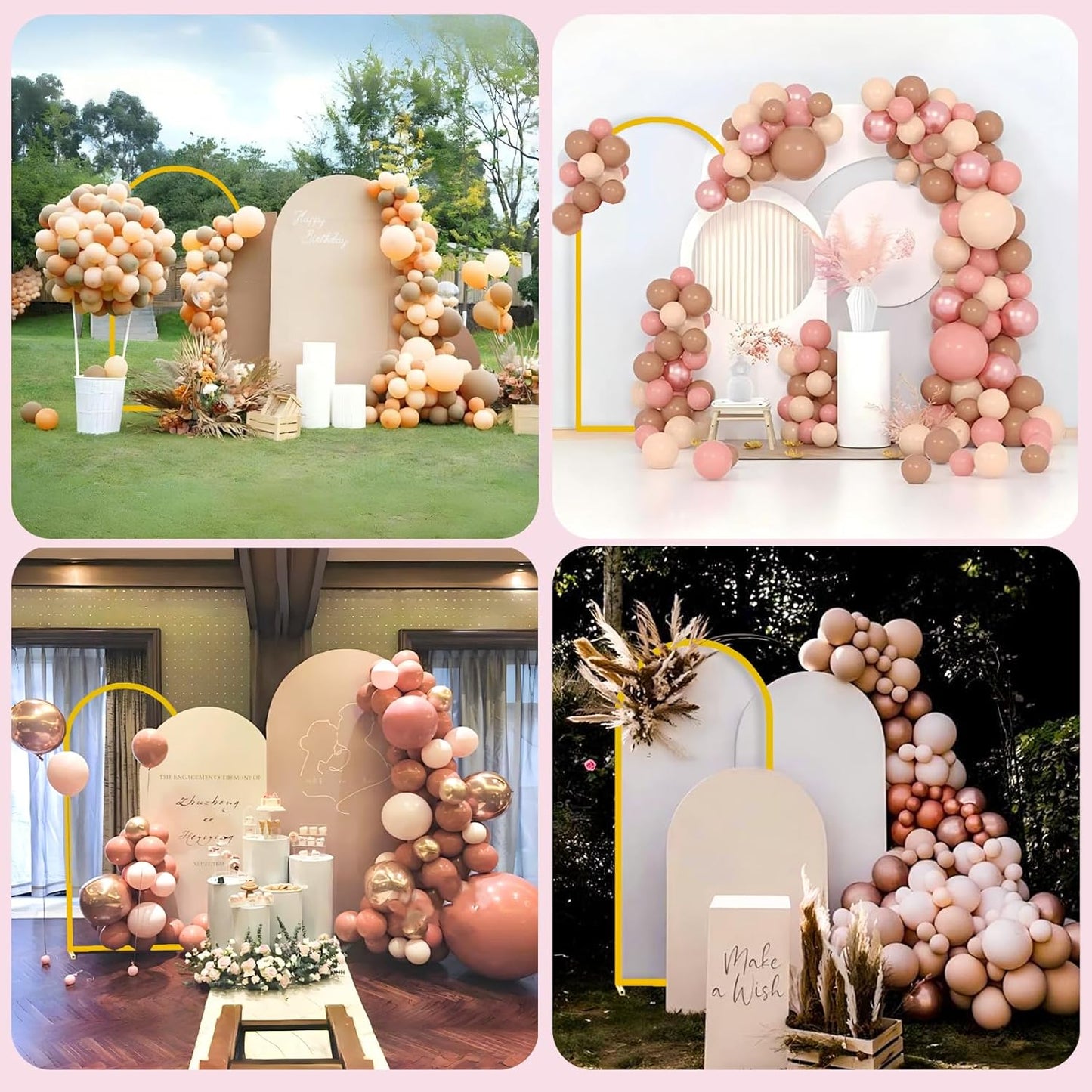 Bazen Wedding Arch Backdrop Stand 7.2FT, 6.6FT, 6FT Set of 3 Metal Arch Backdrop Stand with White Arch Cover for Birthday Party Wedding Ceremony Bridal Baby Shower Banquet Party Event Decor