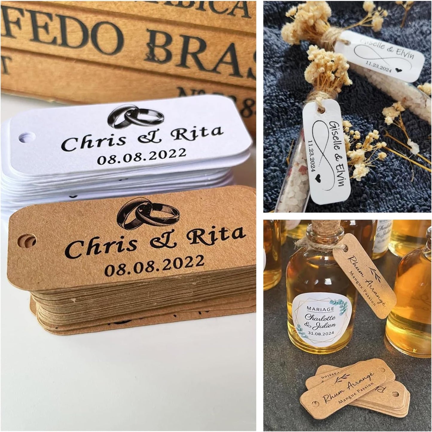 Custom 2x0.68inch 100pack Gift Tags with Strings,Personalized Thank You Tags Party Decoration Paper Gift Labels for Birthday Wedding Favor Baby Shower Floral Hang Tag Hangtag