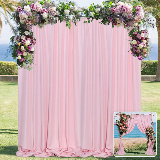 Pink Backdrop Curtain for Parties Rod Pocket Pink Curtains Photography Backdrop Drapes Privacy Fabric Decoration for Birthday Party Wedding Baby Shower Home Decor, 5ft x 8ft, 2 Panels