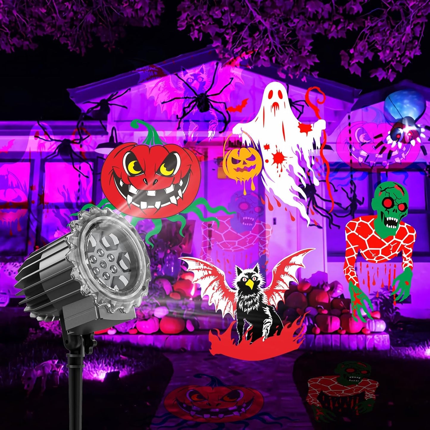 Halloween Light Projector Outdoor - LED Holiday Projector Lights with Auto Timer and Waterproof Design for Indoor Outdoor Yard, Patio, Garden, Party Decor