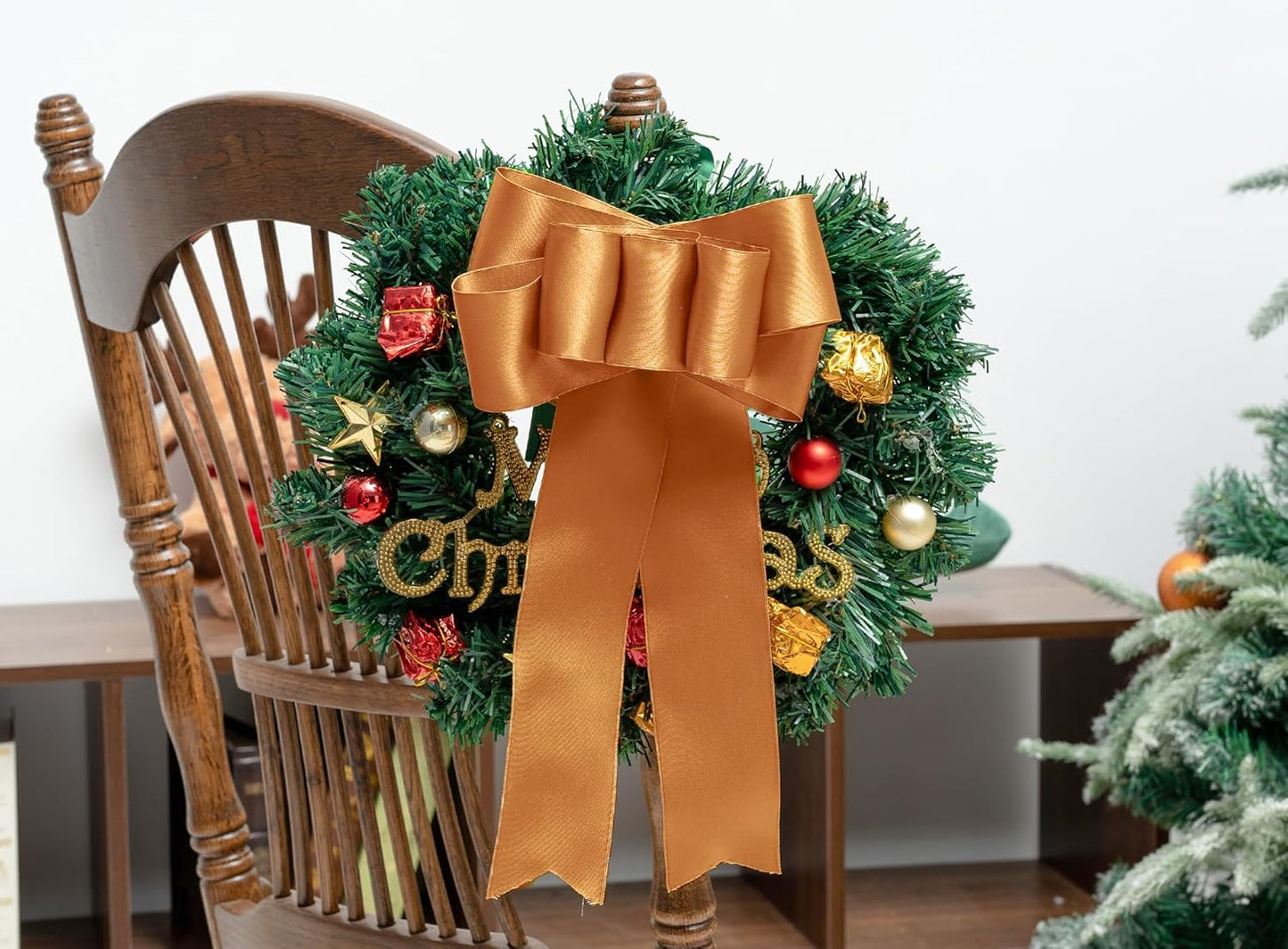 Orange Satin Ribbon Double-Faced Wired Ribbons for Gift Wrapping Flower Bouquet Bows Wedding Invitation Christmas Decor Crafts 2-1/2 Inch 10 Yards