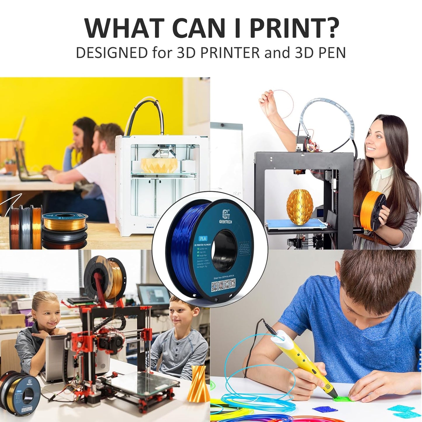 Geeetech Metal Shine Filament 1.75mm for 3D Printer, Silk PLA 1kg (2.2lbs) Spool, Metallic Royal Blue 3D Printing Filament, Dimensional Accuracy +/- 0.02 mm