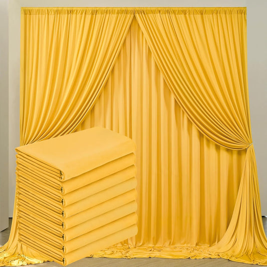 40 ft x 10 ft Wrinkle Free Yellow Backdrop Curtain for Parties, Ginger Polyester Photo Backdrop Drapes,Thick Background 8 Panels 5ft x 10ft for Baby Shower Wedding Birthday Party Backdrop Stand