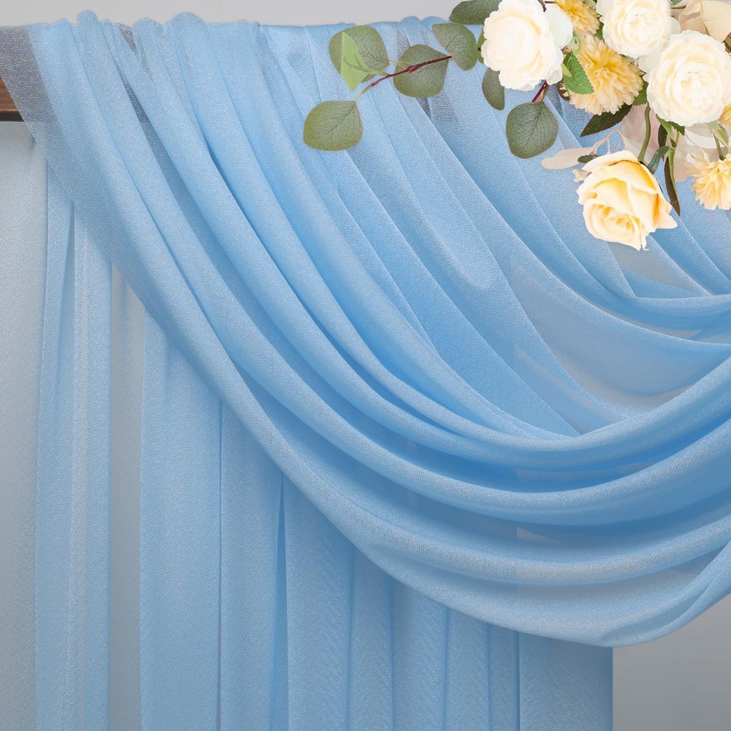 Wokceer Wedding Arch Draping Fabric 28.7" x 20FT Dusty Blue Drapes Sheer Fabric Backdrop Arch Draping Fabric for Wedding Ceremony Birthday Party Bridal Shower Decoration
