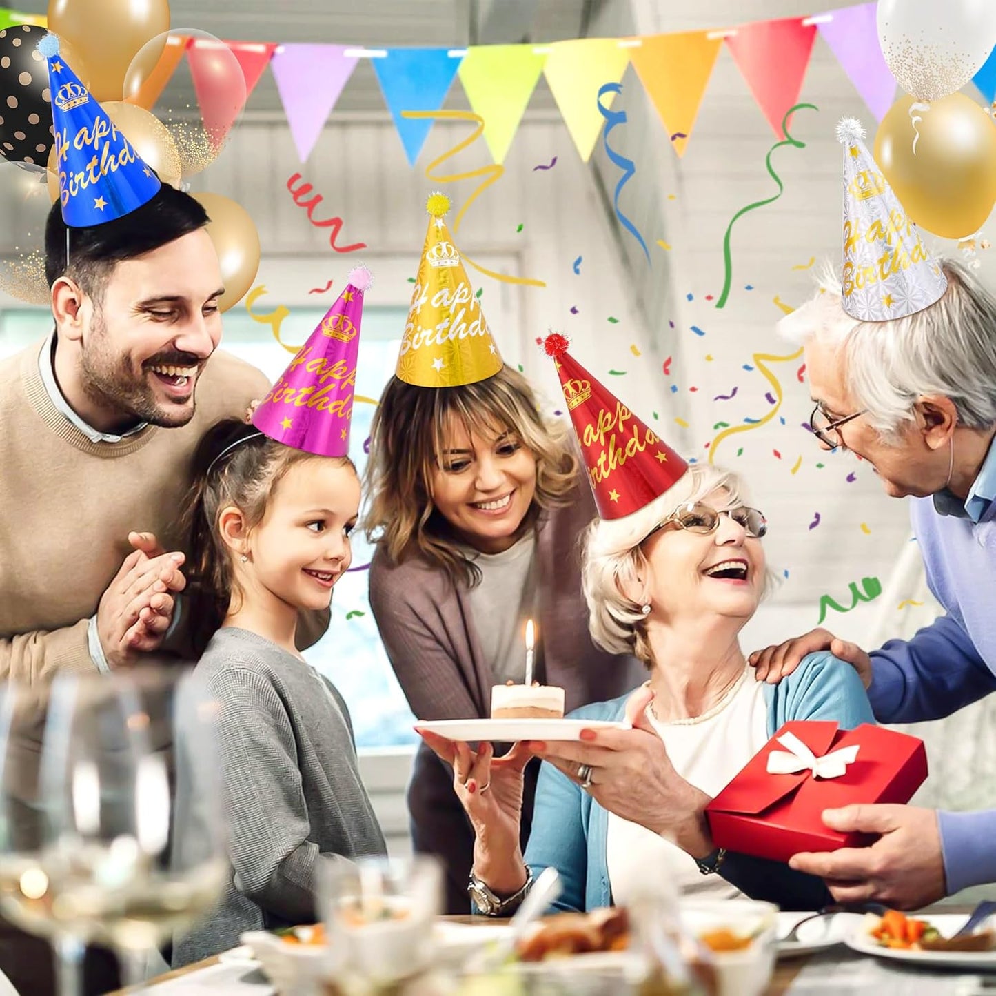 CANREVEL Party Hats for Kids and Adults, Party Headwear, Happy Birthday Hats, Birthday Party Decorations