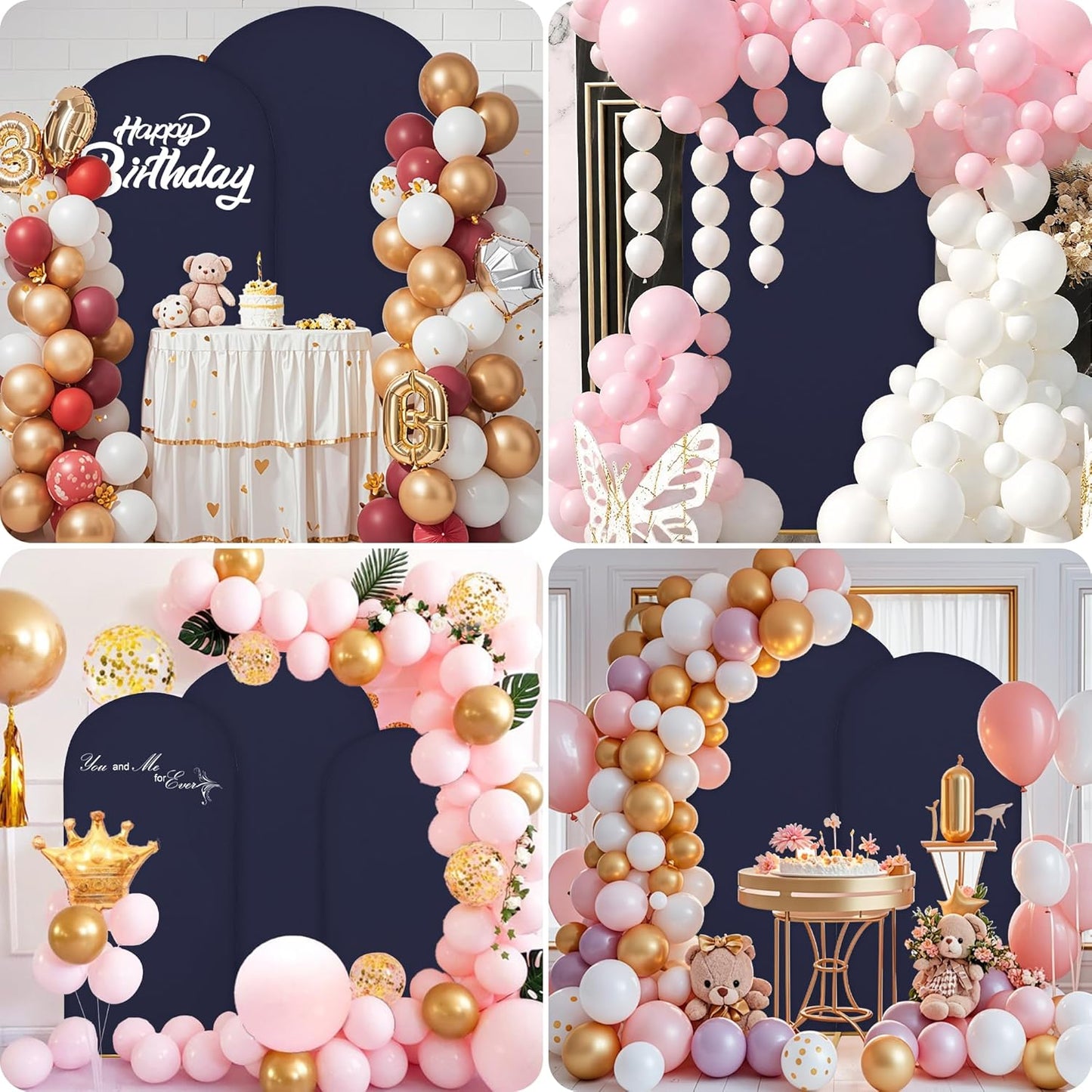 Wedding Arch Covers Arch Backdrop Cover Arch Stand Covers 7.2FT 6FT Set 2 Arch Cover Spandex Fabric Stretchy Backdrop for Wedding Birthday Party Decoration Baby Shower (Dark Blue)