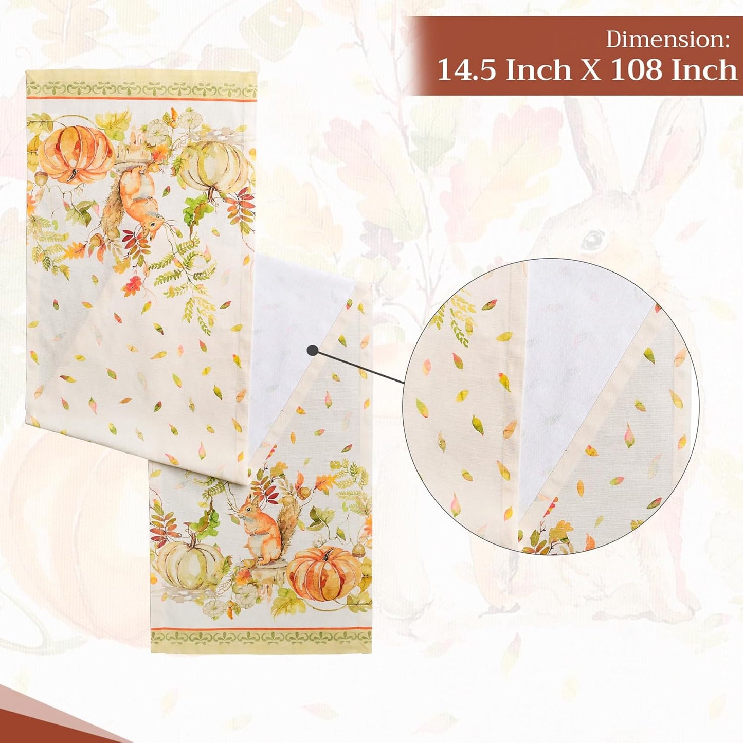 Maison d' Hermine Table Runner 100% Cotton Single Layer Table Runners 108 inches Long Decorative for Home Kitchen Dining Party Baby Shower Wedding Bridal Shower (Pumpkin Passion, 14.50" x 108")