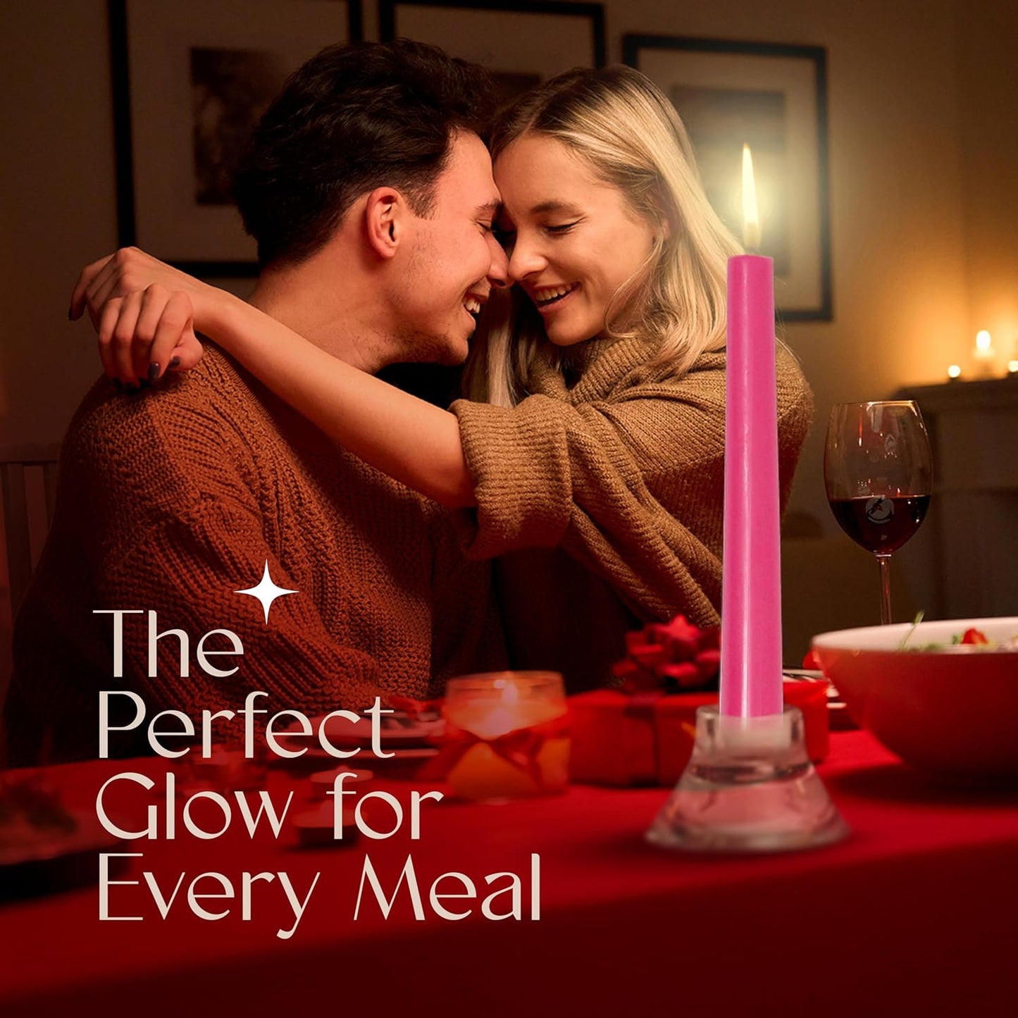 Leor & Lair Pink Taper Candles - 4 Pack 10" Hot Pink Candles - Unscented Long Burning Candlesticks for Birthday Parties, Summer Dining, Weddings & Home Decoration