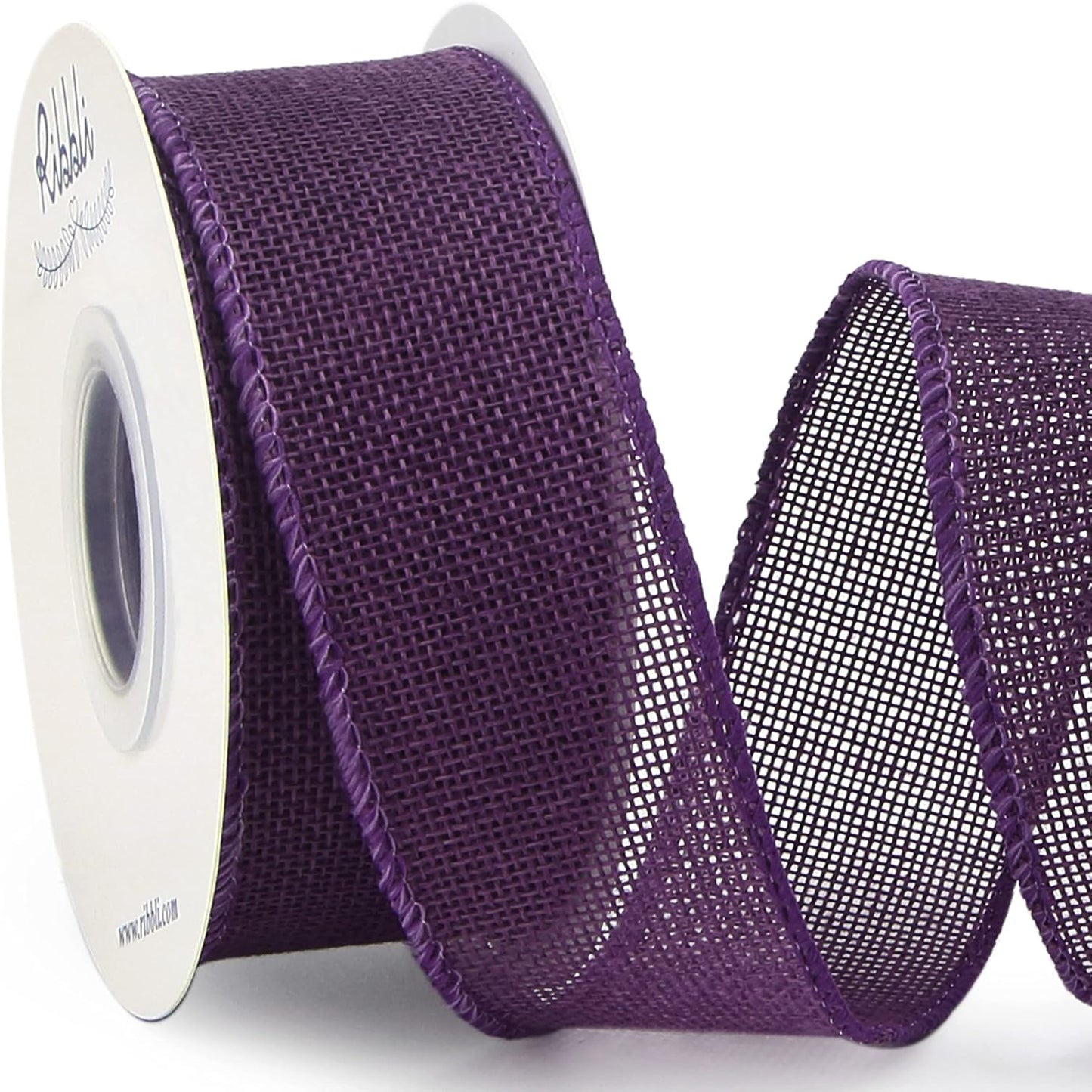Ribbli Dark Purple Burlap Wired Ribbon,1-1/2 Inch x 10 Yard, Wired Edge Ribbon for Big Bow,Wreath,Tree Decoration,Outdoor Decoration