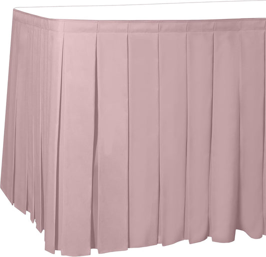 Ultimate Textile Pleat Polyester Fabric Table Skirt - Machine Washable Flame Resistant with Clips for Events, Weddings & Trade Shows, Cut & Sewn in Paterson, NJ - Light Pink, 21' Box Pleat